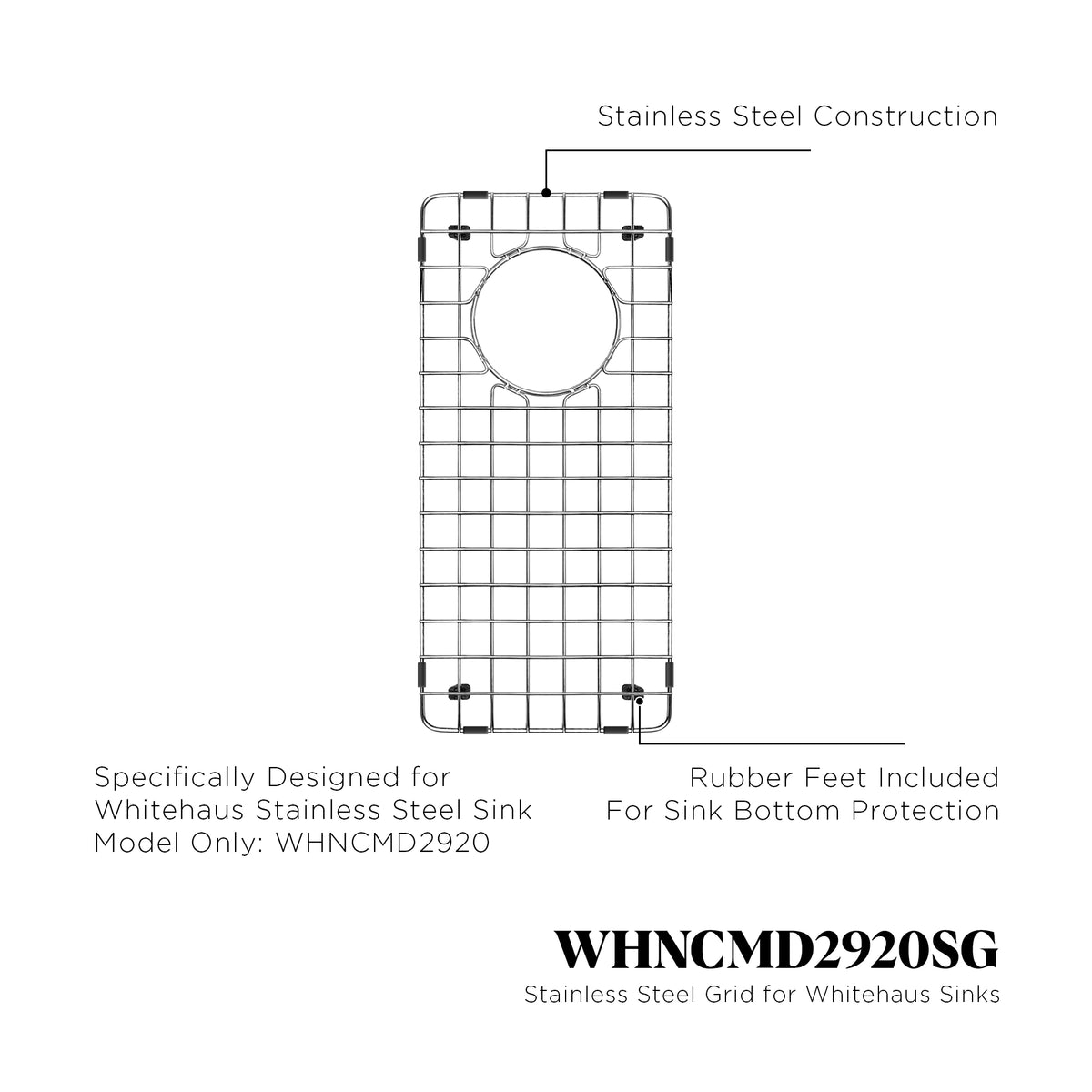 Stainless steel kitchen sink grid for model WHNCMD2920