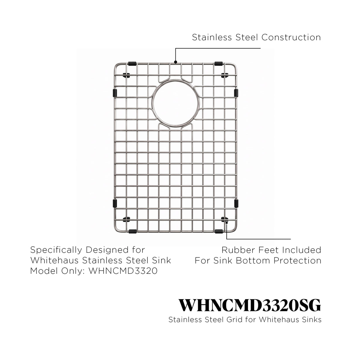 Stainless steel kitchen sink grid for model WHNCMD3320