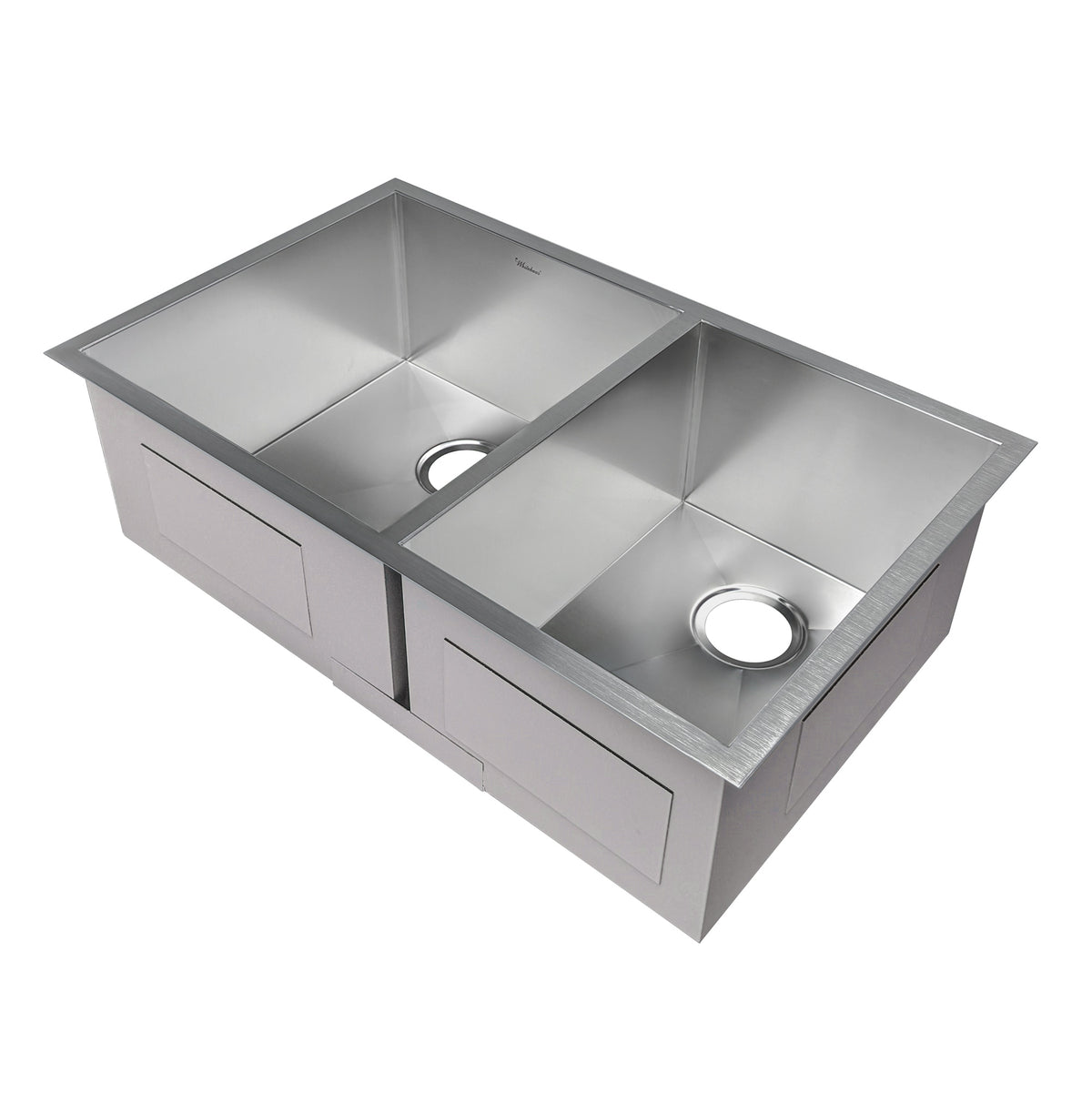 Brushed stainless steel commercial double bowl undermount sink