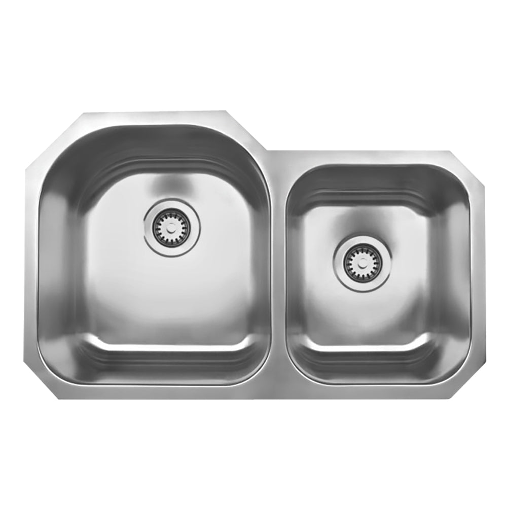 32" Brushed Stainless Steel Double Bowl Undermount Sink