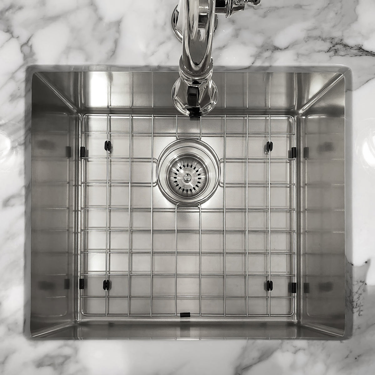 Undermount/Drop-In Single Bowl Stainless Steel Kitchen Sink Set: 16 Gauge, Linen Textured Inner Bowl