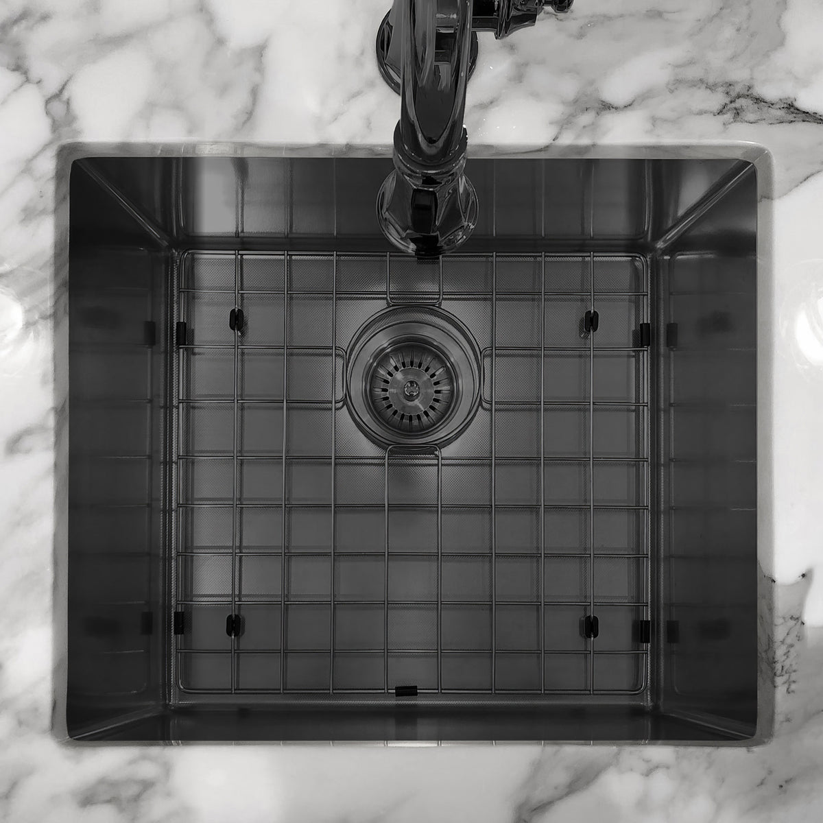 Undermount/Drop-In Single Bowl Stainless Steel Kitchen Sink Set: 16 Gauge, Linen Textured Inner Bowl