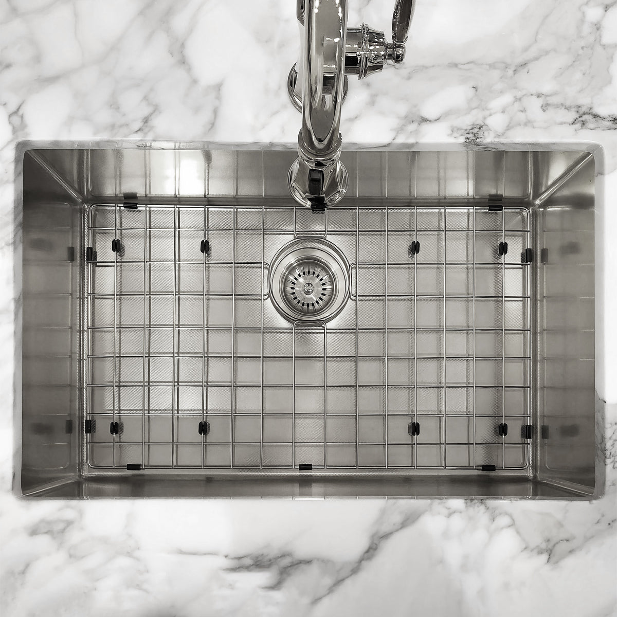 Undermount/Drop-In Single Bowl Stainless Steel Kitchen Sink Set: 16 Gauge, Linen Textured Inner Bowl