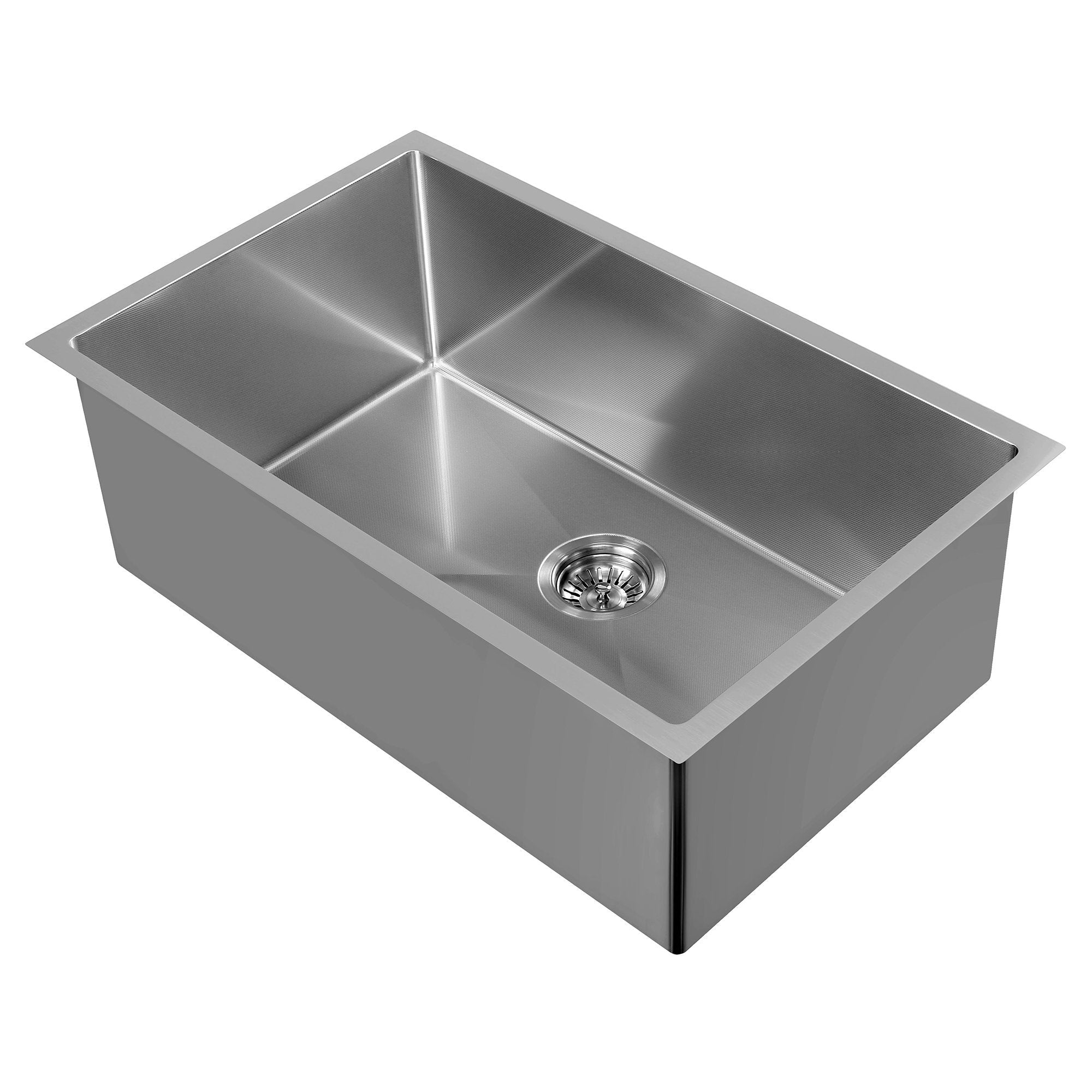 Undermount/Drop-In Single Bowl Stainless Steel Kitchen Sink Set: 16 Gauge, Linen Textured Inner Bowl