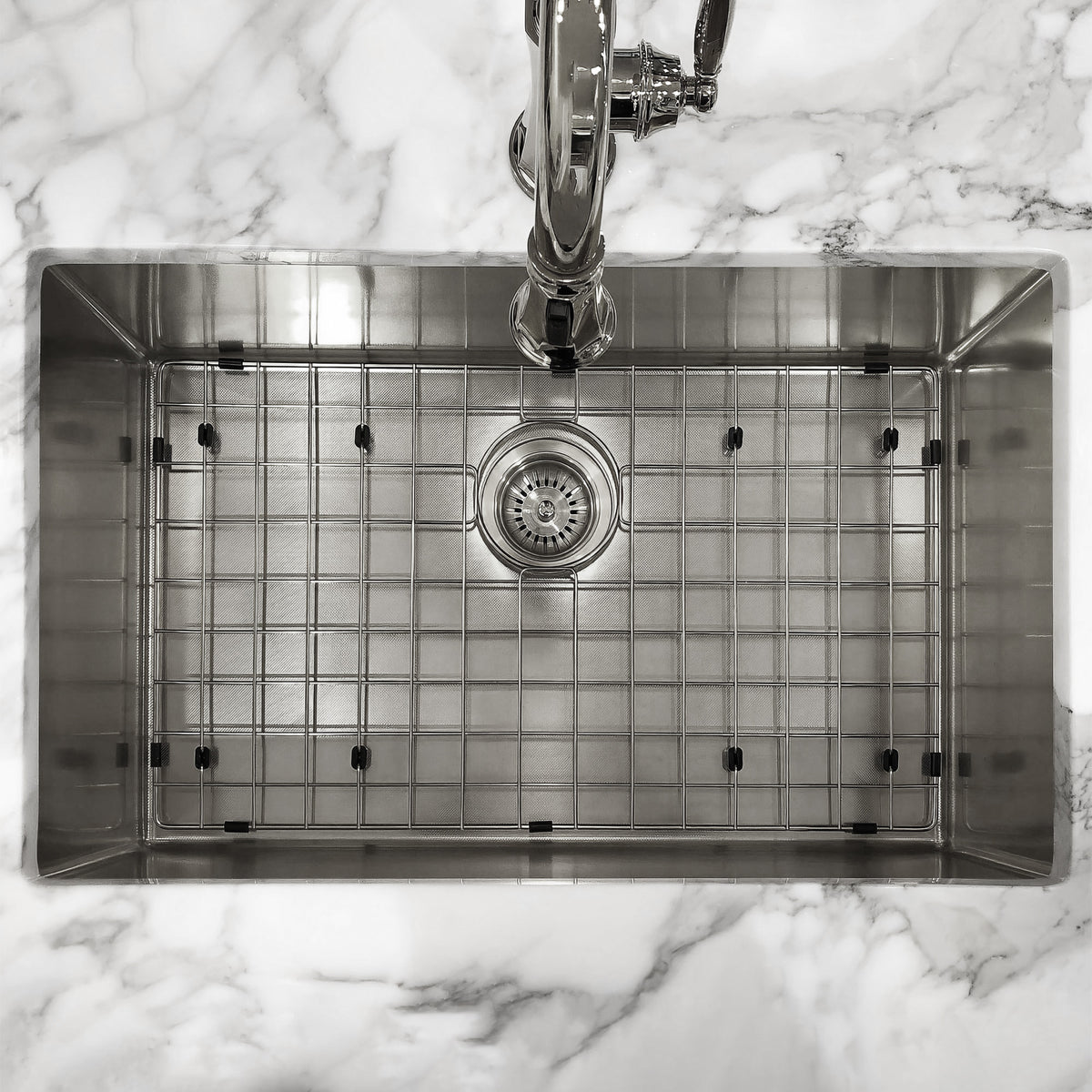 Undermount/Drop-In Single Bowl Stainless Steel Kitchen Sink Set: 16 Gauge, Linen Textured Inner Bowl