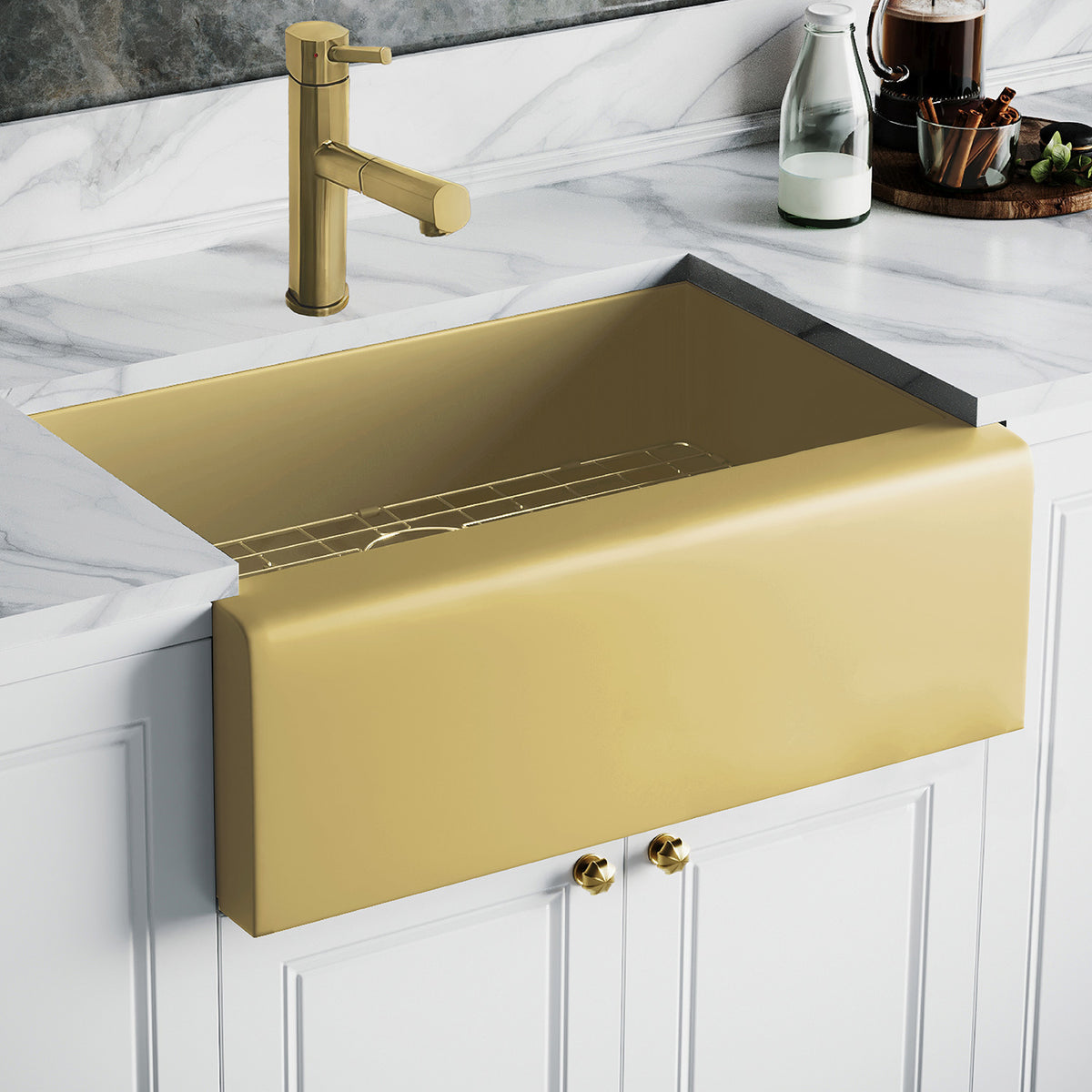 30&quot; Undermount Front Apron Single Bowl 16 Gauge Stainless Steel Kitchen Sink Set