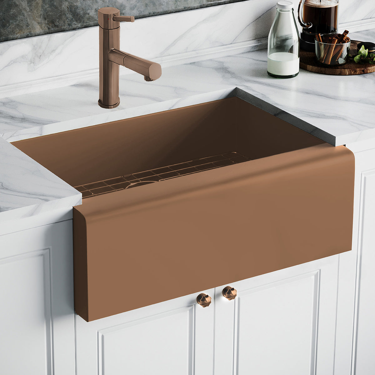 30&quot; Undermount Front Apron Single Bowl 16 Gauge Stainless Steel Kitchen Sink Set