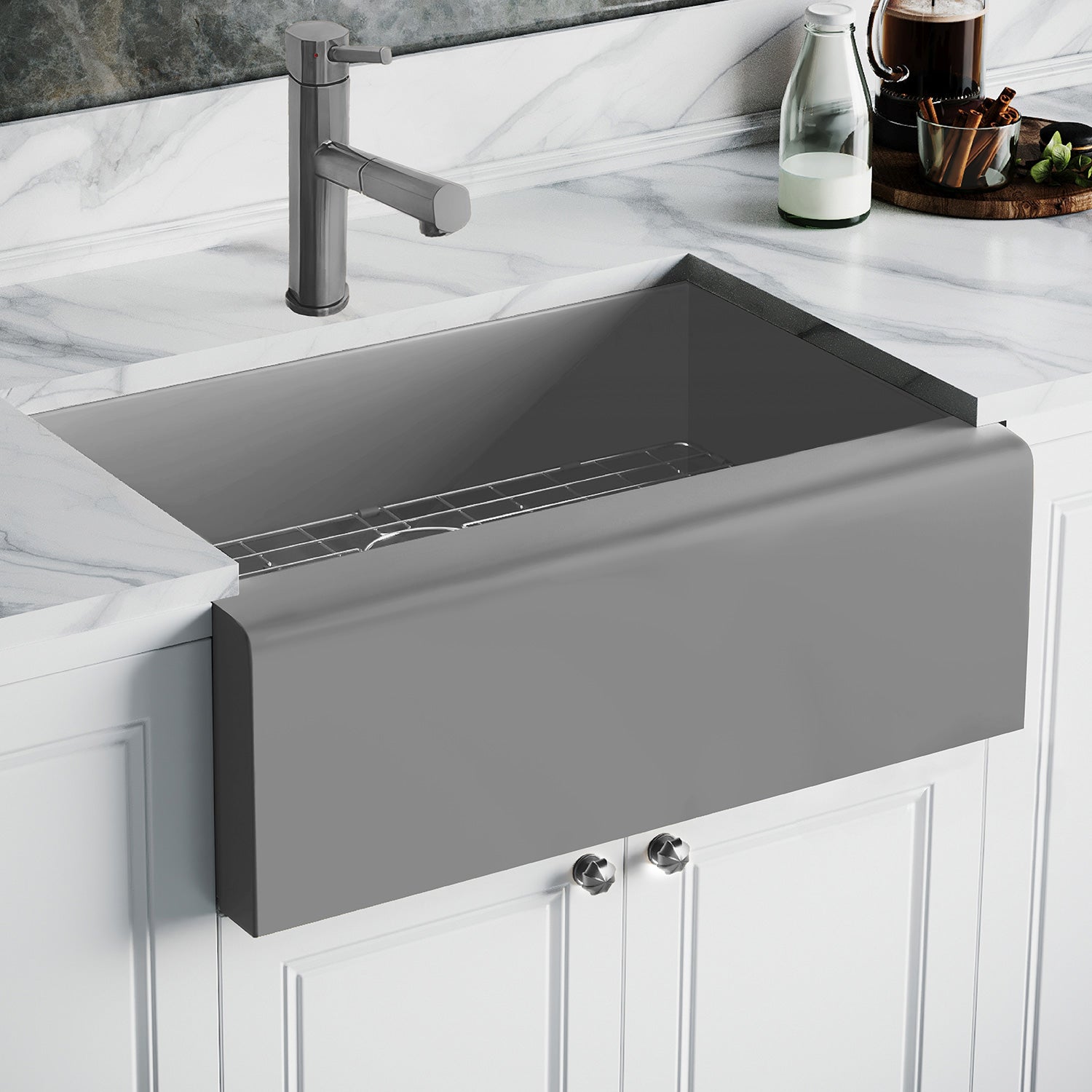 30" Undermount Front Apron Single Bowl 16 Gauge Stainless Steel Kitchen Sink Set