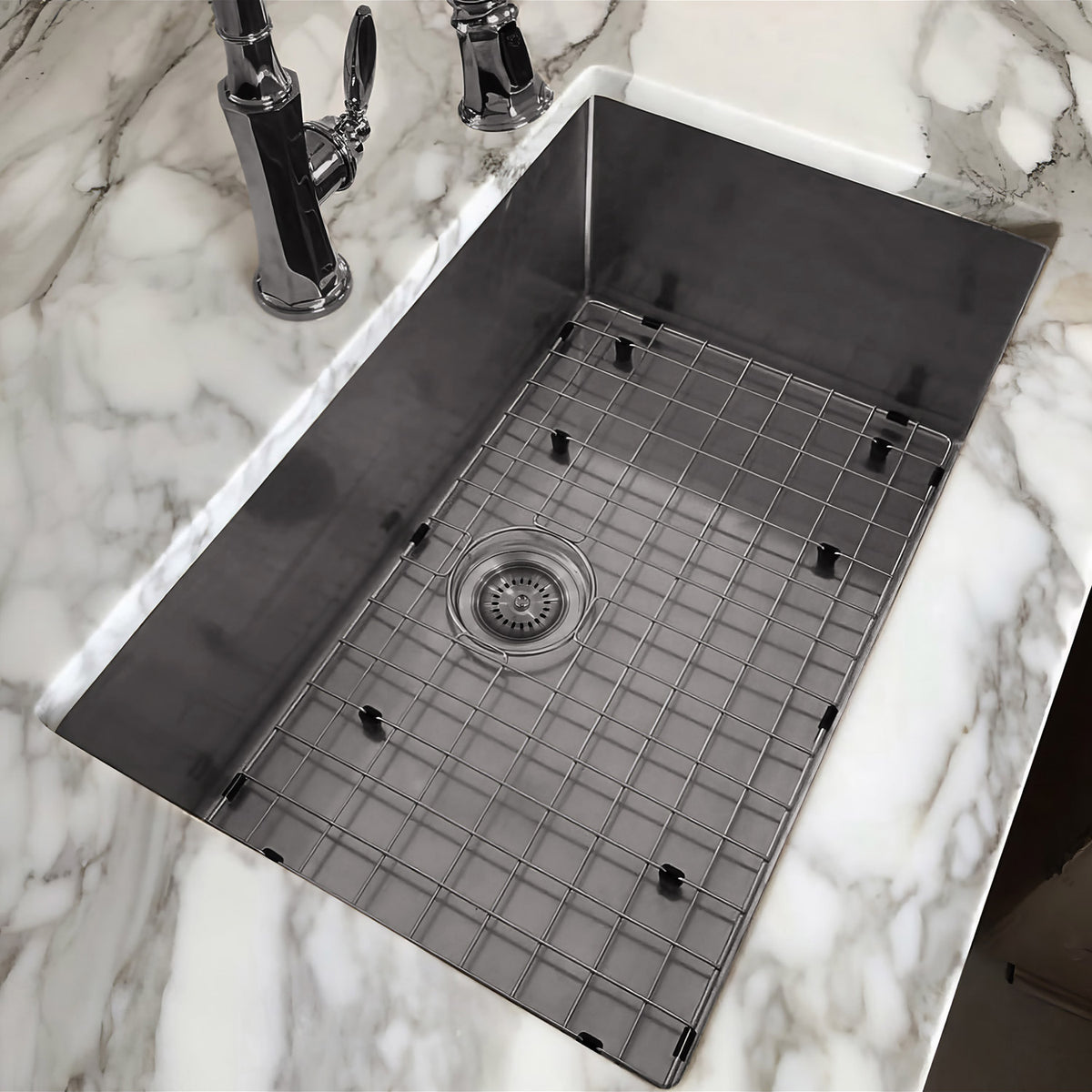 Undermount/Drop-In Single Bowl Stainless Steel Kitchen Sink Set: 16 Gauge, Linen Textured Inner Bowl