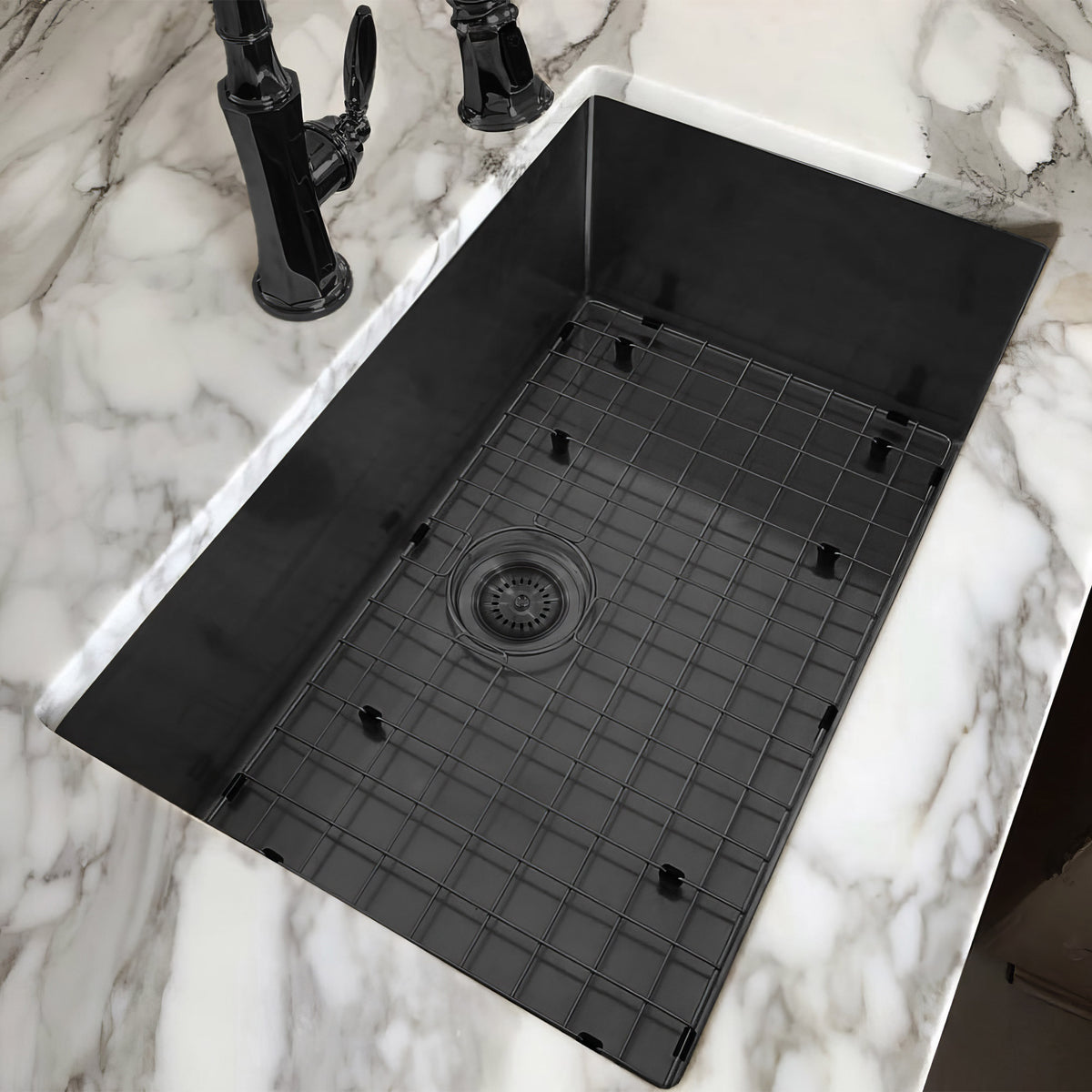 Undermount/Drop-In Single Bowl Stainless Steel Kitchen Sink Set: 16 Gauge, Linen Textured Inner Bowl