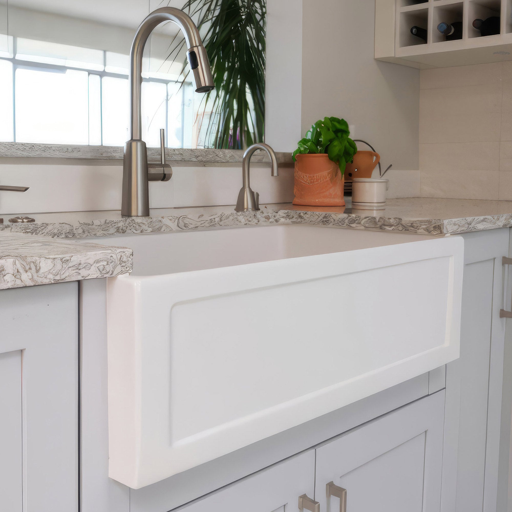 single bowl fireclay kitchen sinks with reversible plain and concave front aprons