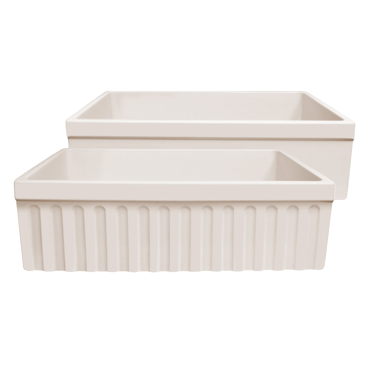 30&quot; Reversible Single Bowl Fireclay Kitchen Sink: 2½” lip and fluted, 2” lip front apron