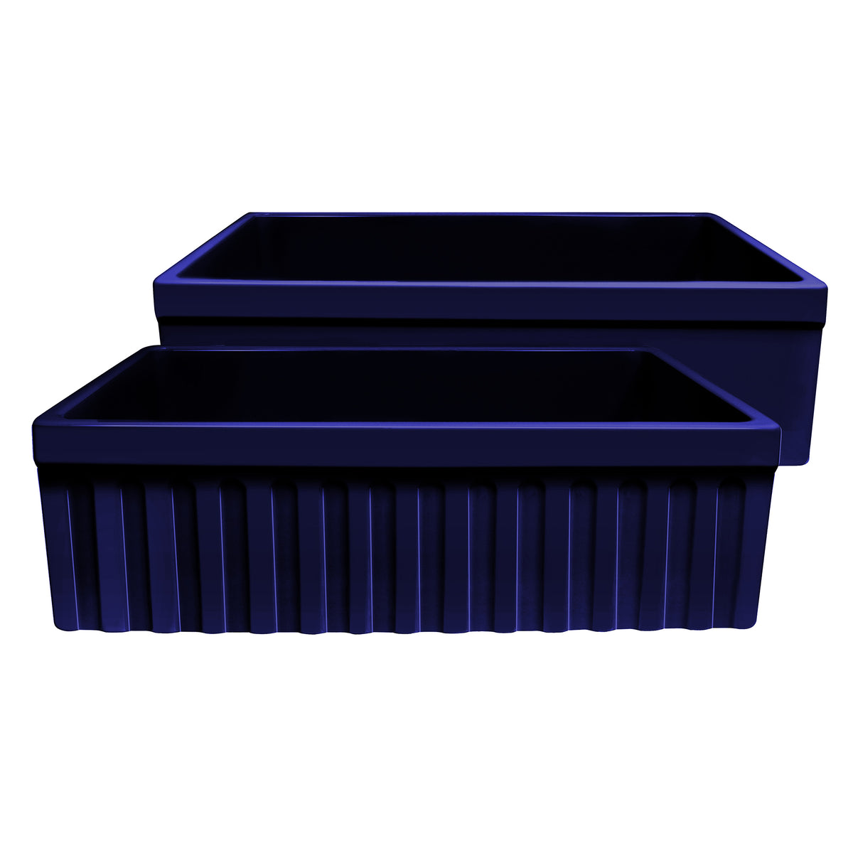 30&quot; Reversible Single Bowl Fireclay Kitchen Sink: 2½” lip and fluted, 2” lip front apron