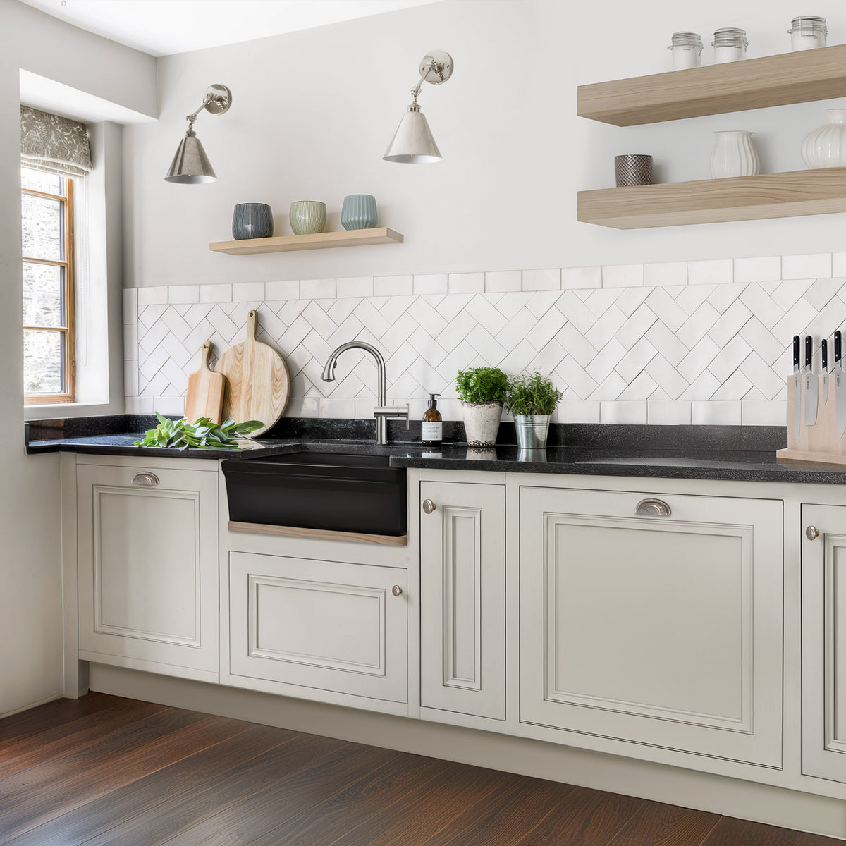 30&quot; Reversible Single Bowl Fireclay Kitchen Sink: 2½&quot; lip, beveled front apron