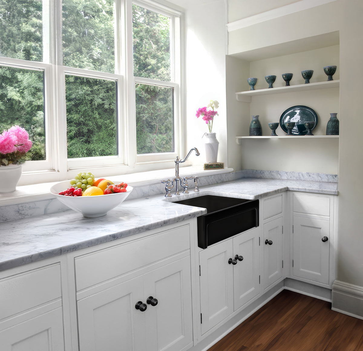 30&quot; Reversible Single Bowl Fireclay Kitchen Sink: 2½&quot; lip, beveled front apron