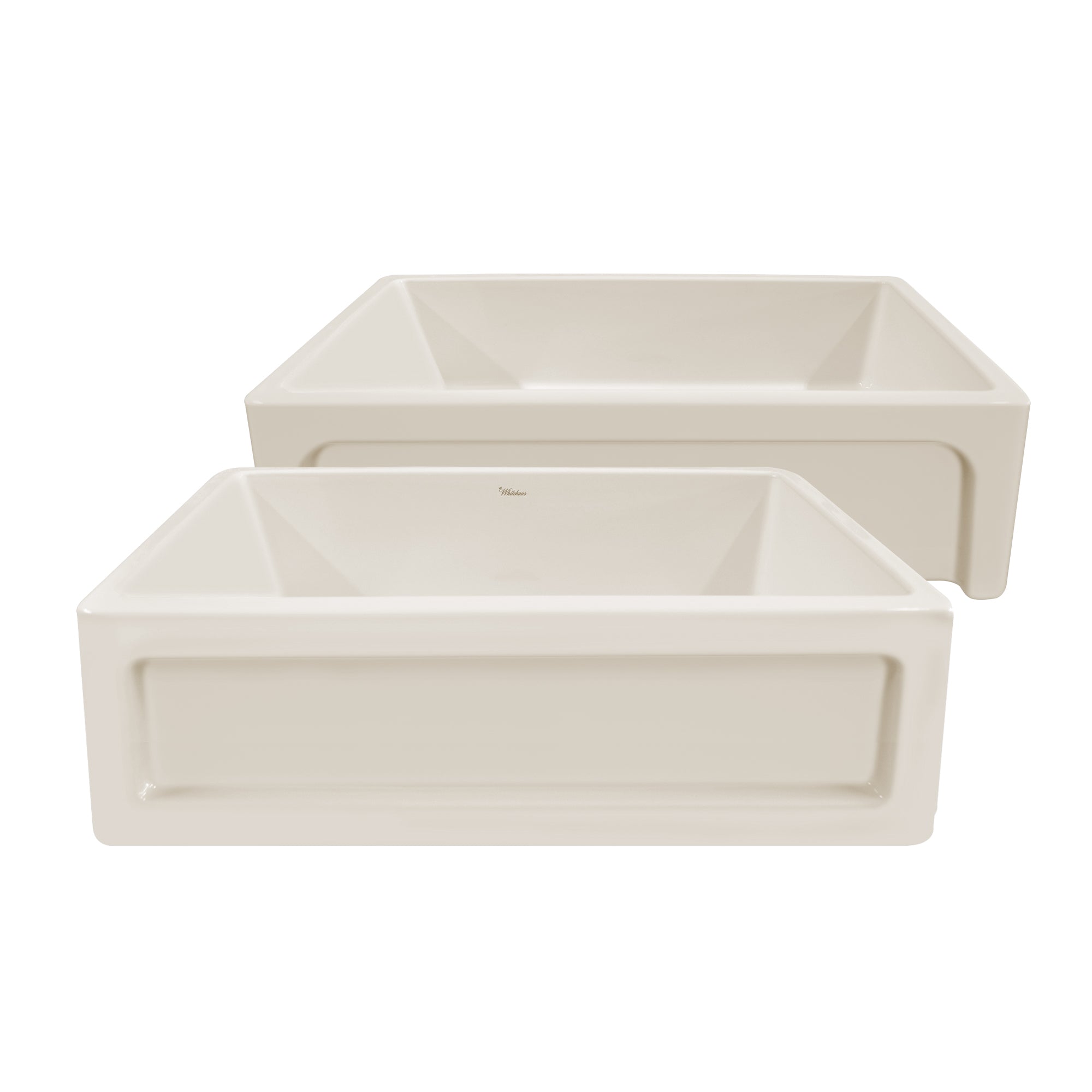 33" reversible single bowl fireclay kitchen sink: shaker panel, beveled front apron