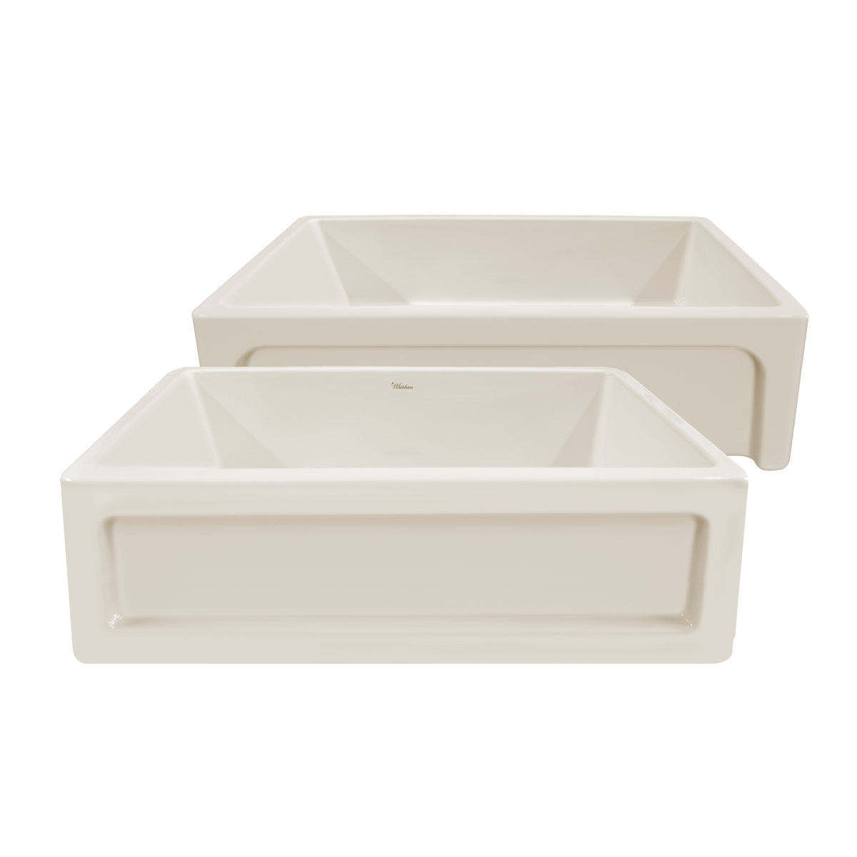 33&quot; reversible single bowl fireclay kitchen sink: shaker panel, beveled front apron