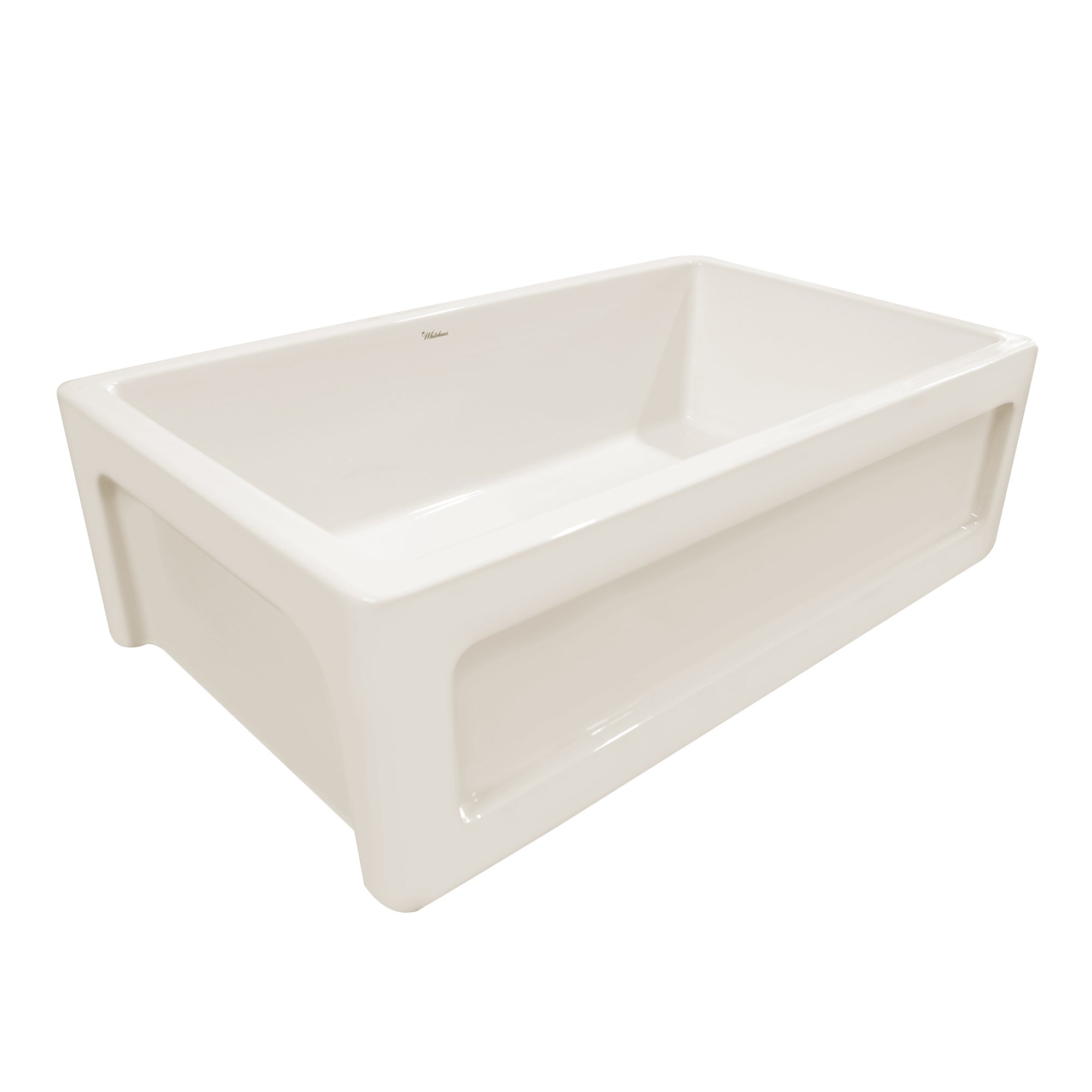 33" reversible single bowl fireclay kitchen sink: shaker panel, beveled front apron
