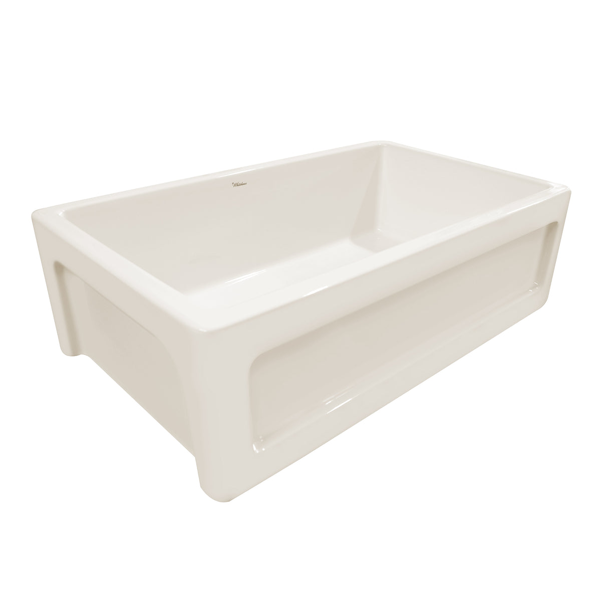 33&quot; reversible single bowl fireclay kitchen sink: shaker panel, beveled front apron
