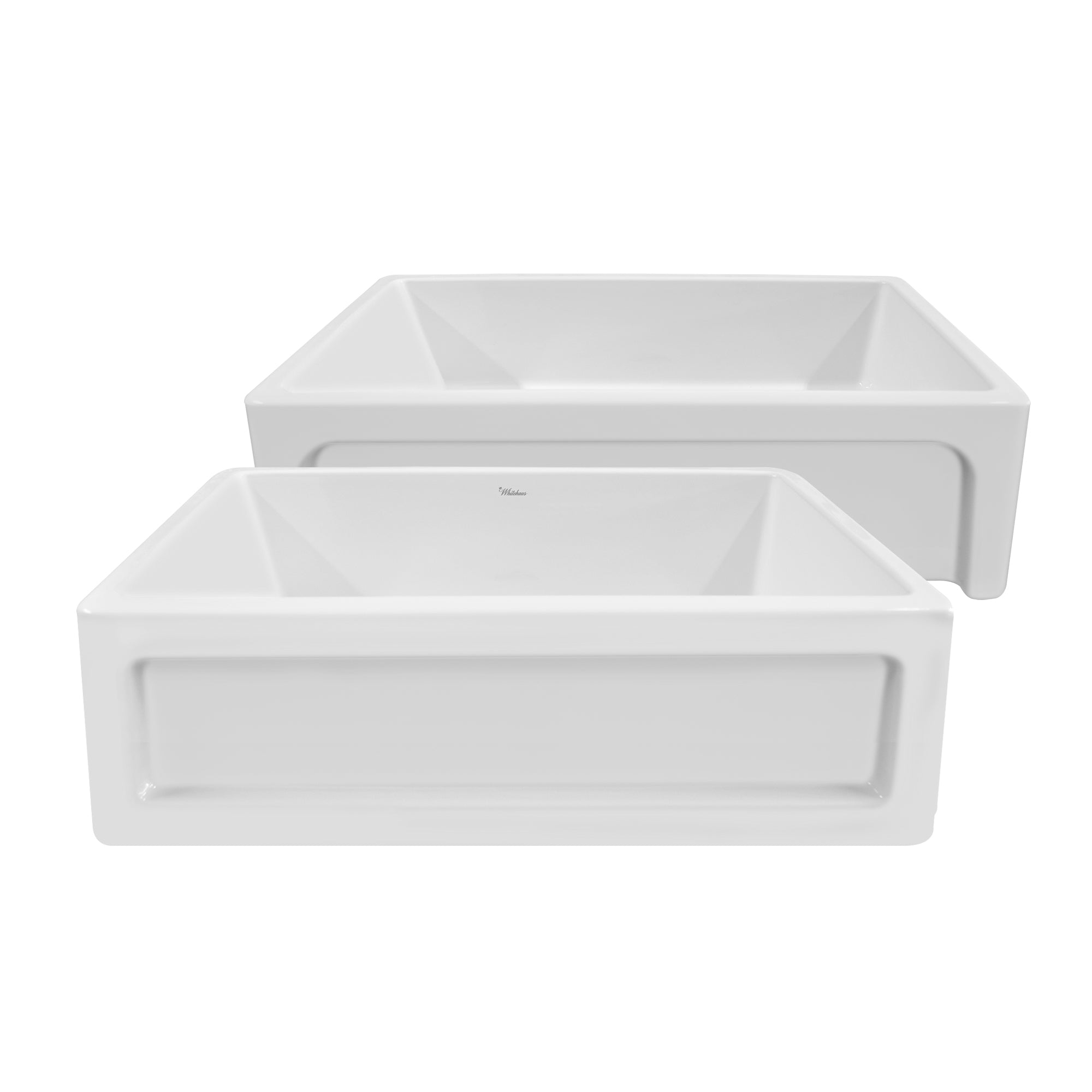 33" reversible single bowl fireclay kitchen sink: shaker panel, beveled front apron