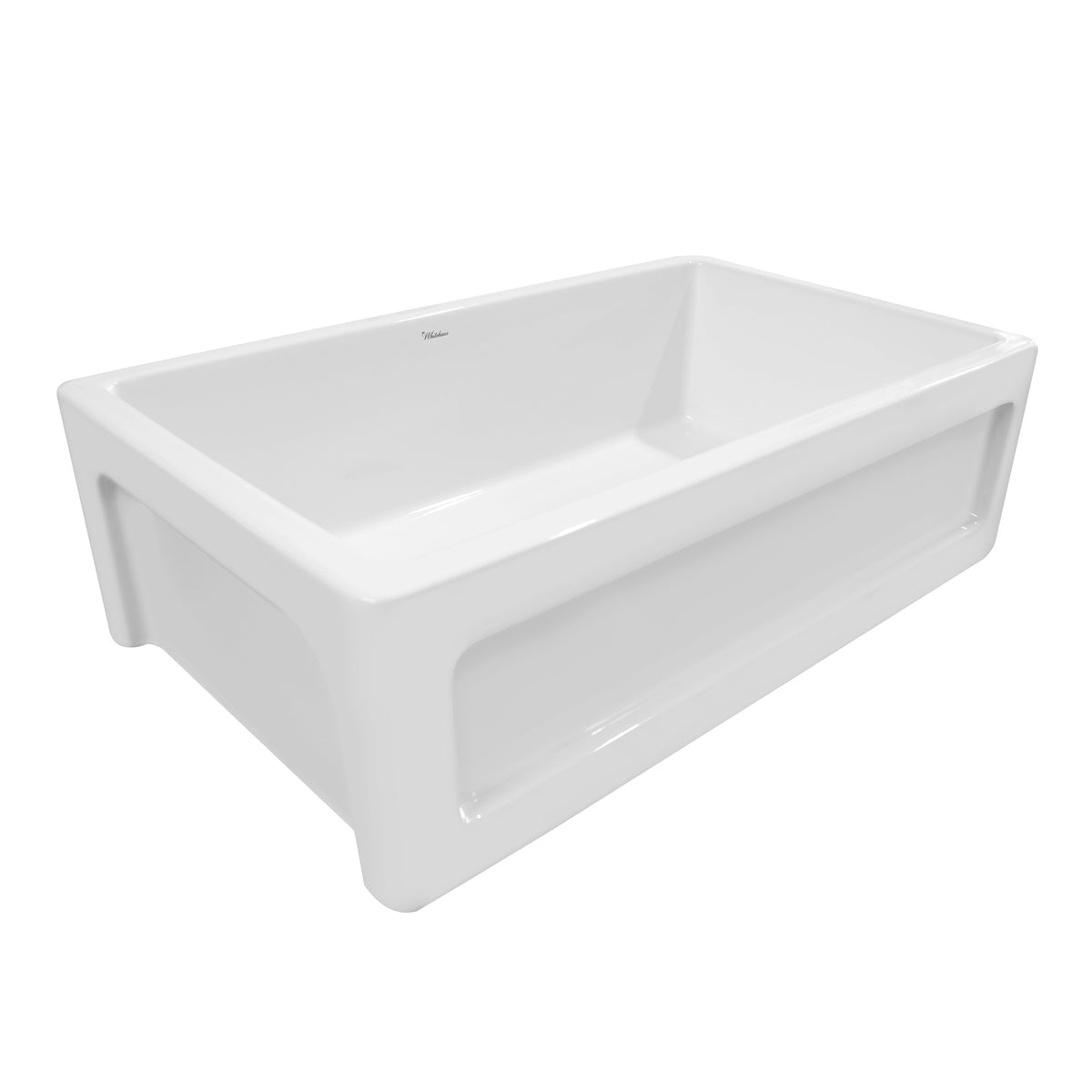 33&quot; reversible single bowl fireclay kitchen sink: shaker panel, beveled front apron