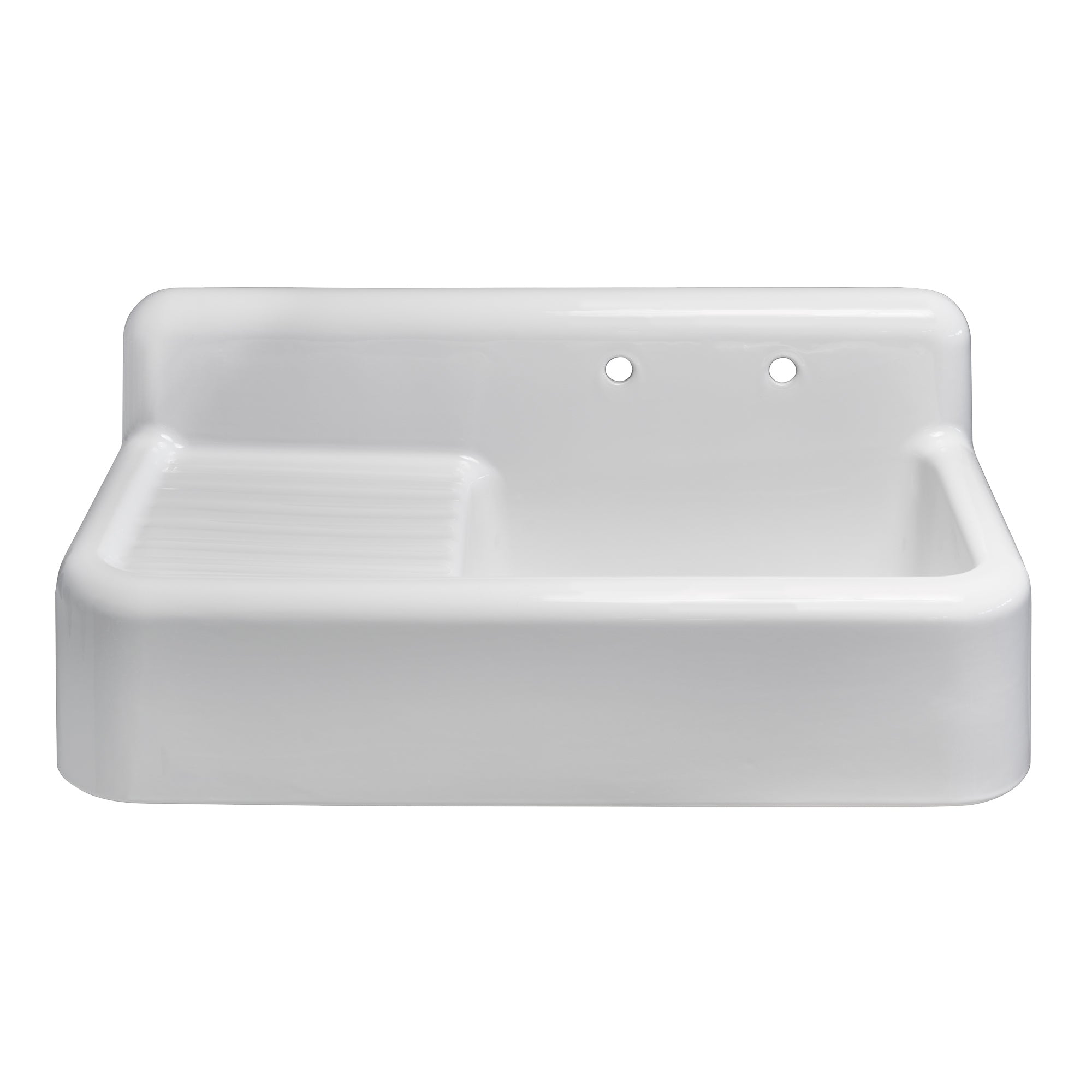 42" Single Bowl Fireclay Kitchen Or Utility Front Apron Sink: Integral Drainboard, High Backsplash
