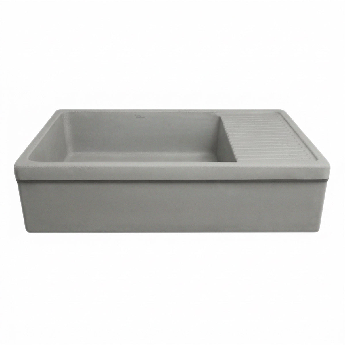 Large reversible single bowl fireclay kitchen sink: integral drain board, 2½” lip front apron