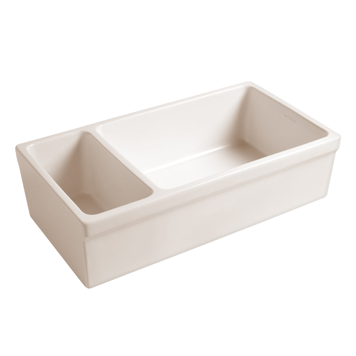 36&quot; Reversible Large and Small Bowl Fireclay Kitchen Sink: 2½” lip Front Apron