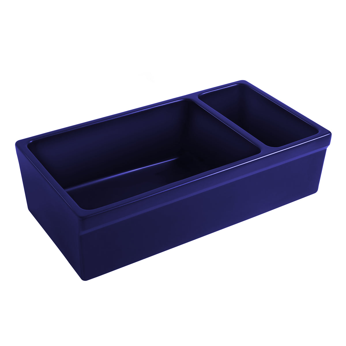 36&quot; Reversible Large and Small Bowl Fireclay Kitchen Sink: 2½” lip Front Apron