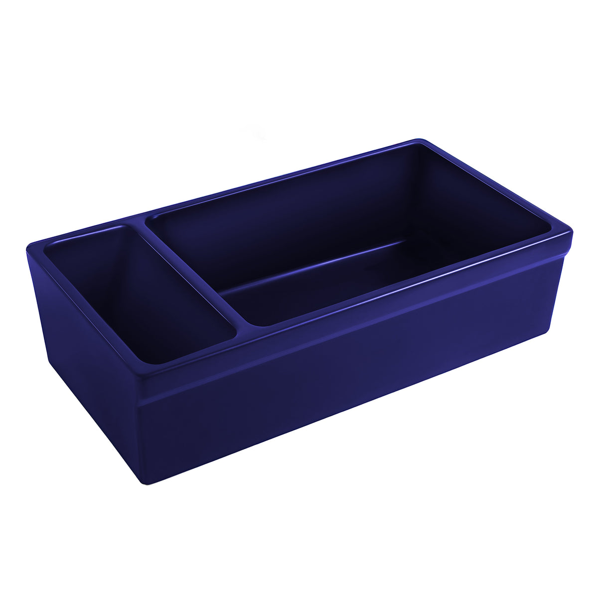 36&quot; Reversible Large and Small Bowl Fireclay Kitchen Sink: 2½” lip Front Apron