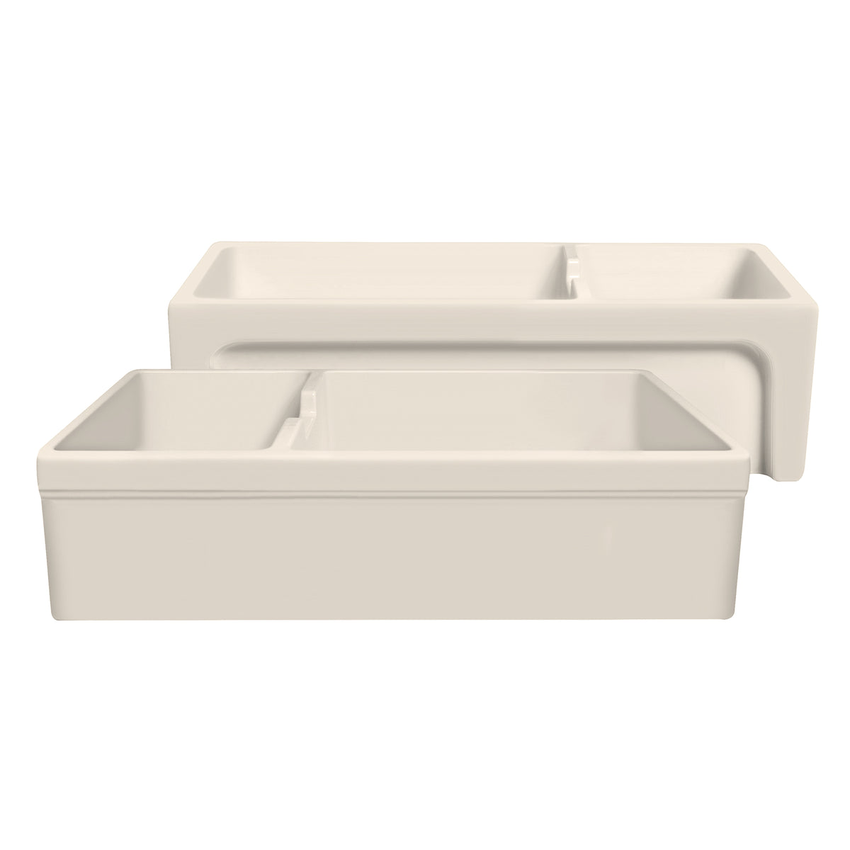 42&quot; large reversible double bowl fireclay kitchen sink: beveled, 2½&quot; Lip front apron