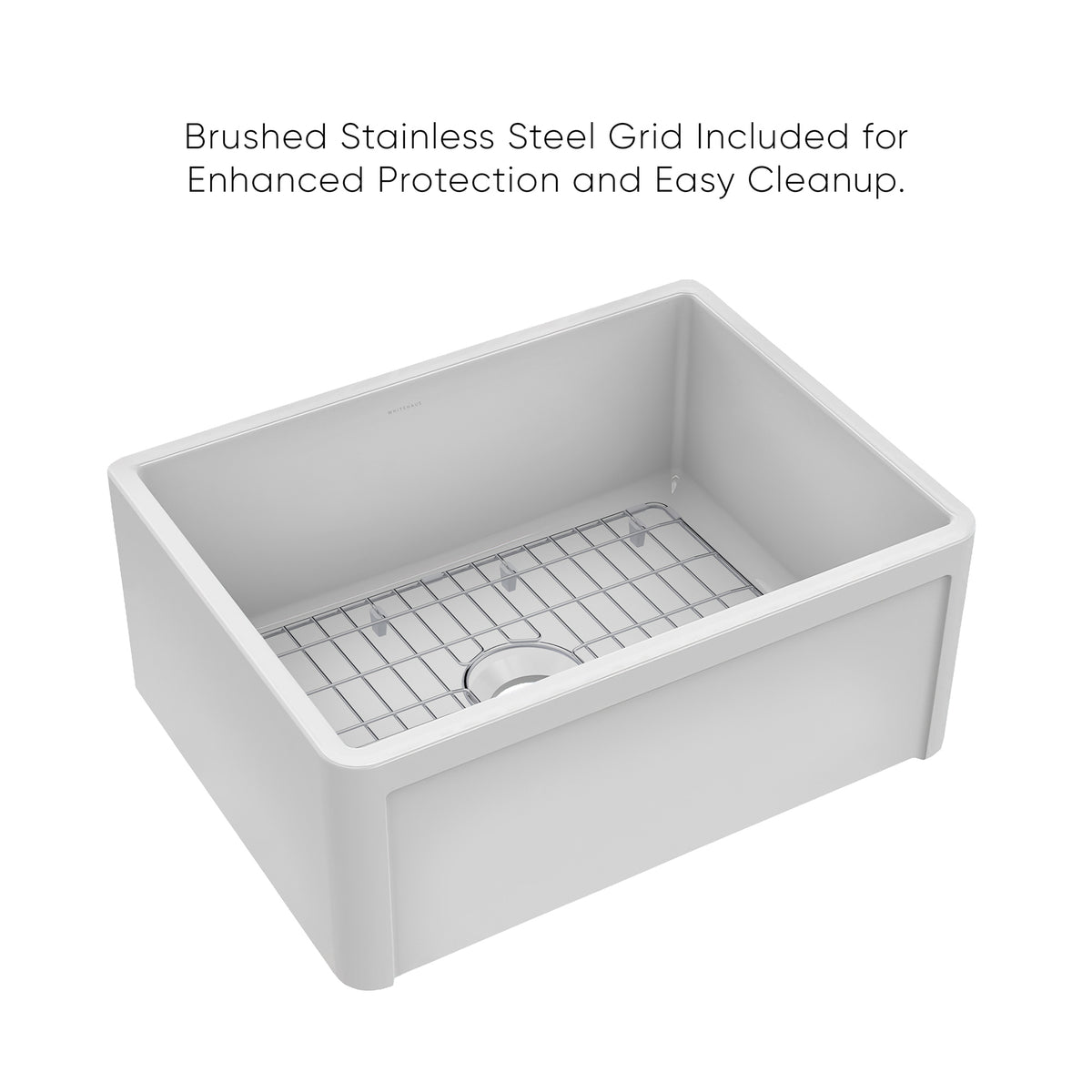Reversible Fireclay Kitchen Sinks With Grid: Three Edge Frame, Plain Front Apron