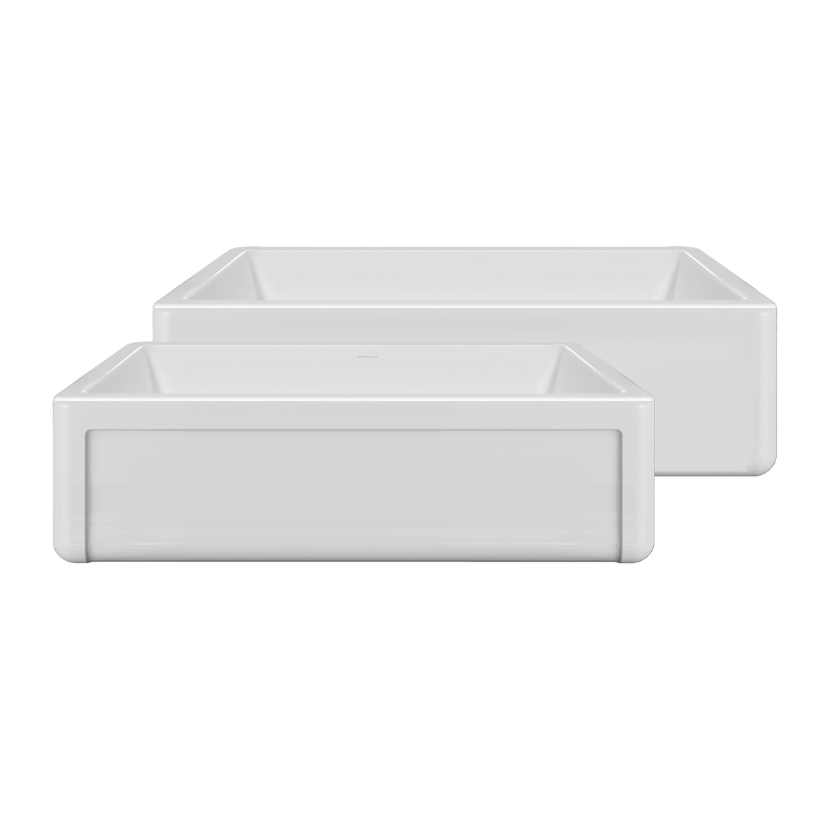 Reversible Fireclay Kitchen Sinks With Grid: Three Edge Frame, Plain Front Apron