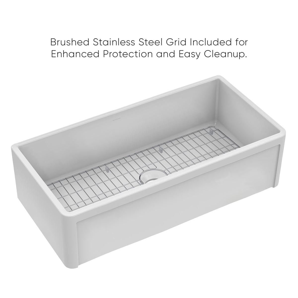 Reversible Fireclay Kitchen Sinks With Grid: Three Edge Frame, Plain Front Apron