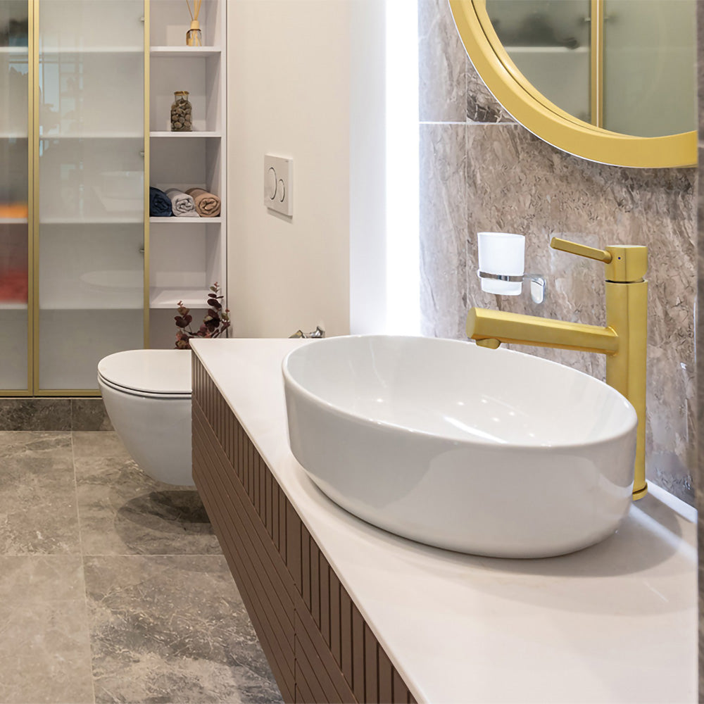 Lead-Free solid stainless steel single lever elevated lavatory faucet