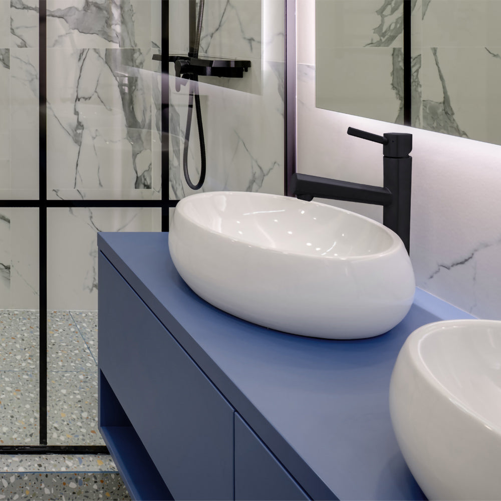 Lead-Free solid stainless steel single lever elevated lavatory faucet