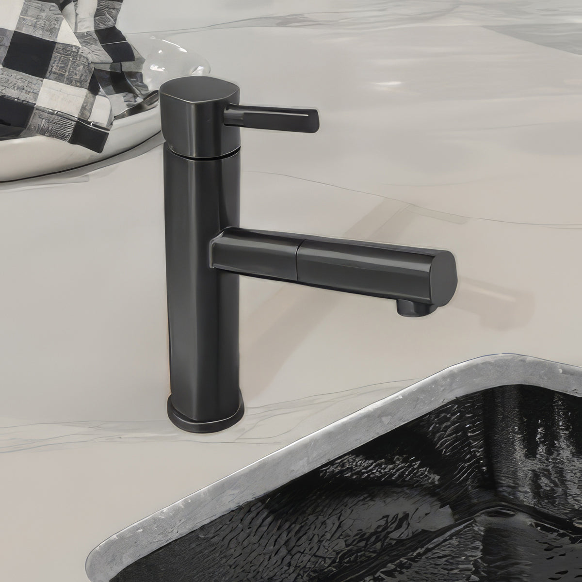 Stainless Steel Single Lever Kitchen Faucet with Pull-out Head and Stream Mode