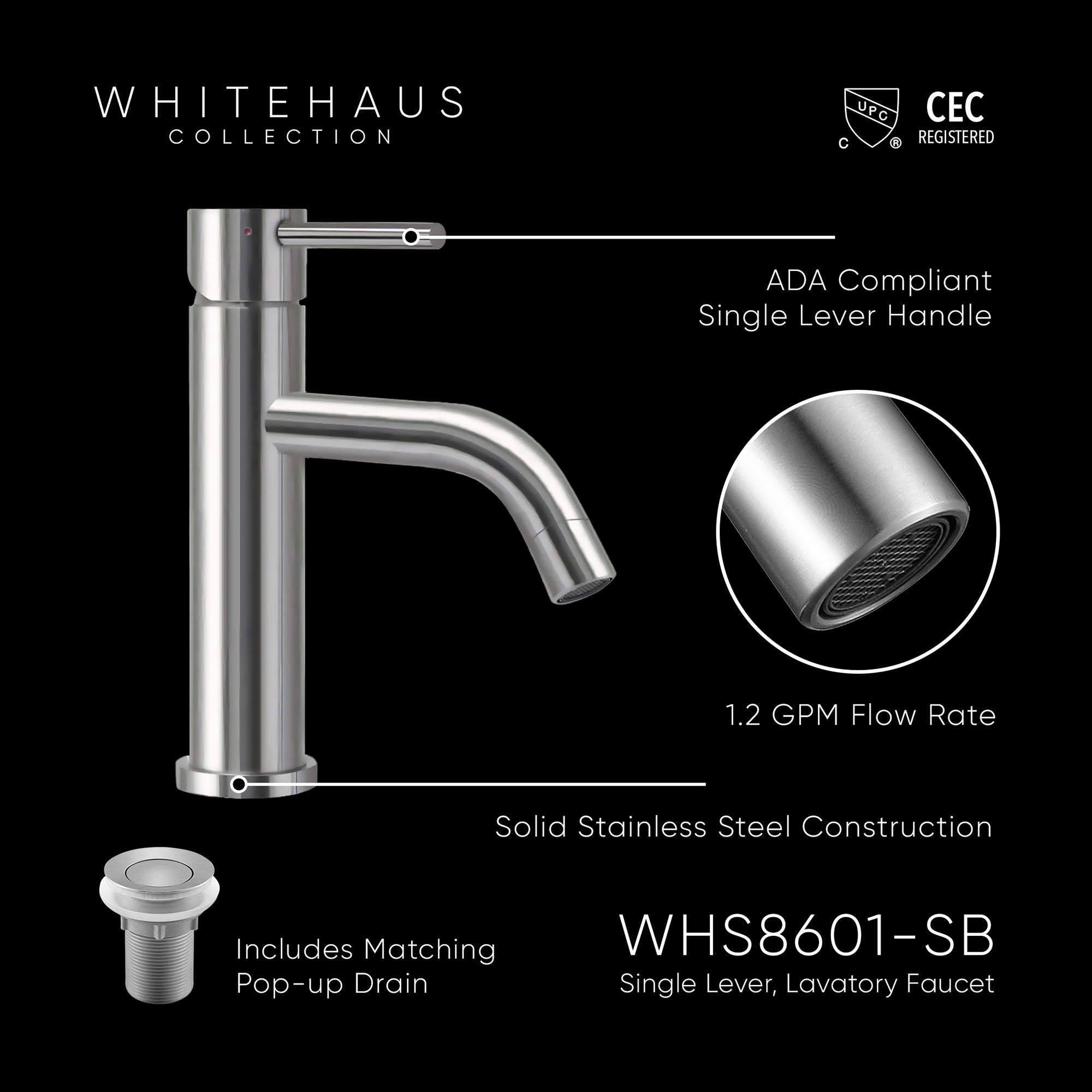 Lead-free Solid Stainless Steel Single Lever Elevated Lavatory Faucet
