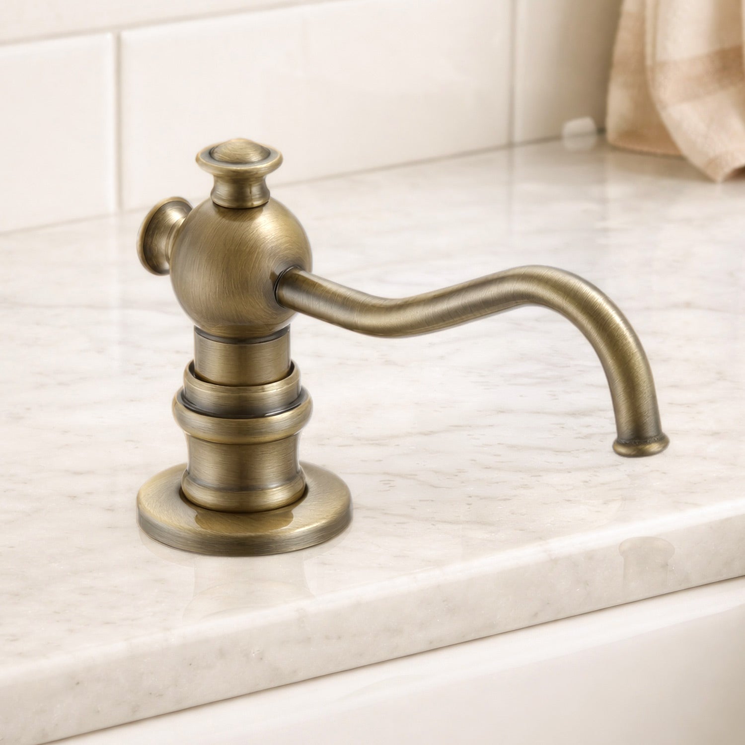 5" Deck mount solid brass kitchen soap and lotion dispenser