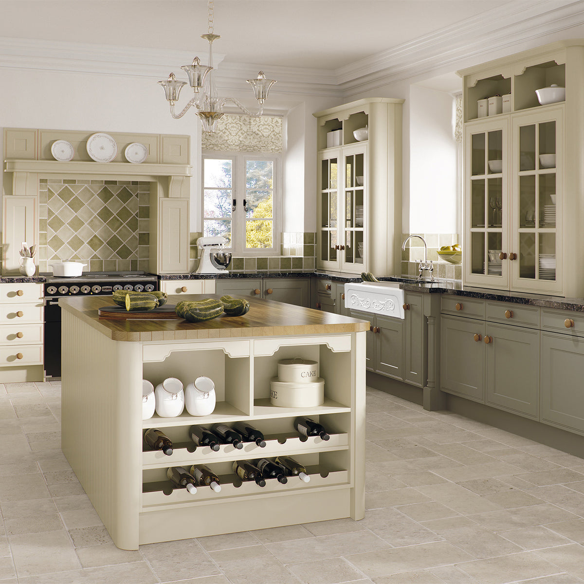 33&quot; reversible single bowl fireclay kitchen sink: Roman vine, beveled front apron