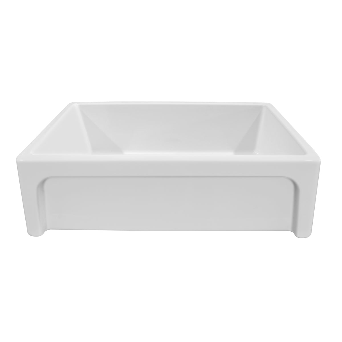 33&quot; reversible single bowl fireclay kitchen sink: Roman vine, beveled front apron