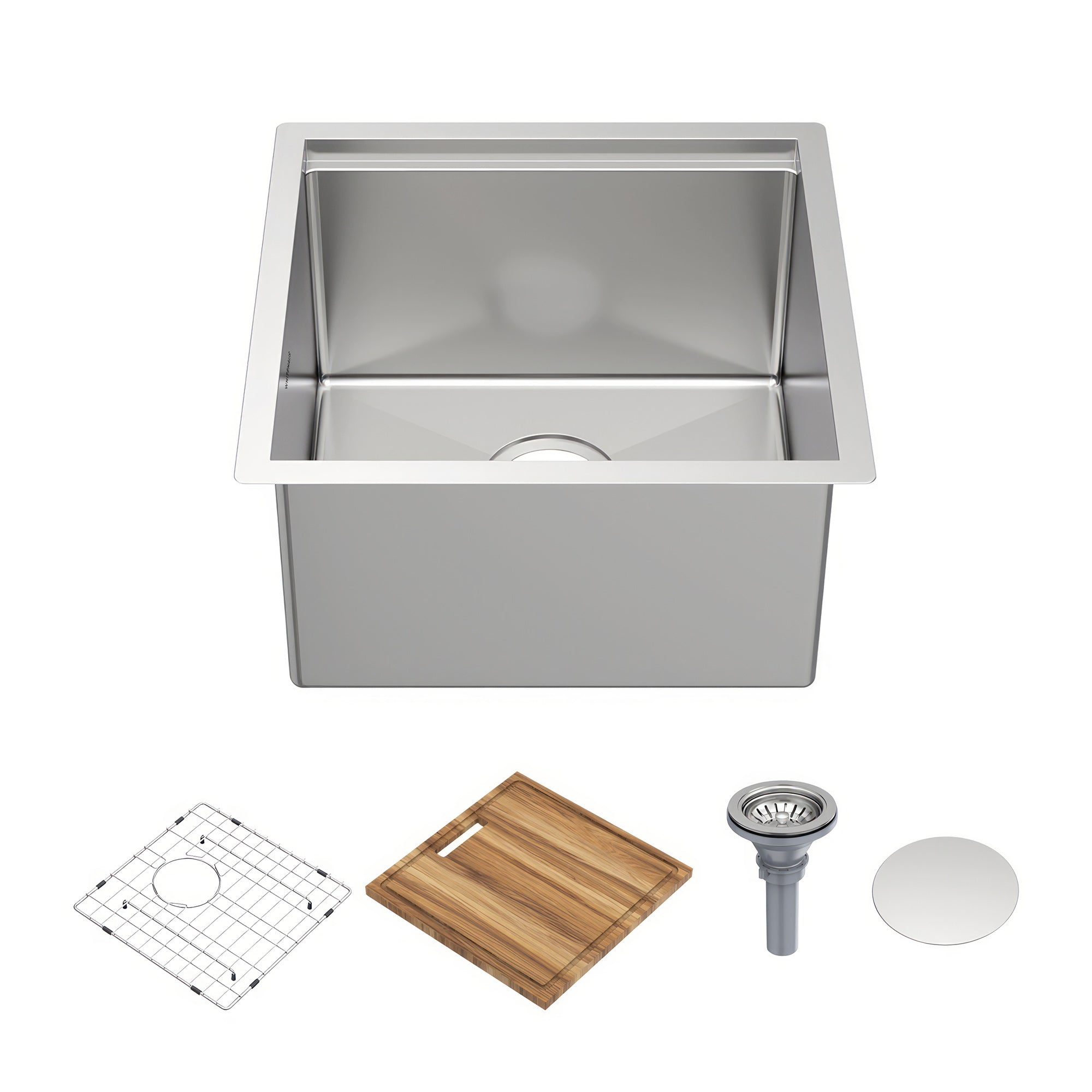 Undermount Single Bowl 16 Gauge Brushed Stainless Steel Workstation Sink With Accessories
