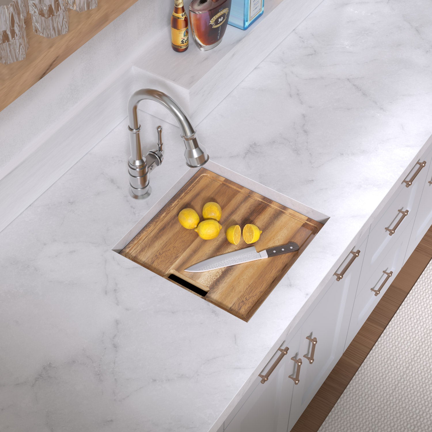 Undermount Single Bowl 16 Gauge Brushed Stainless Steel Workstation Sink With Accessories