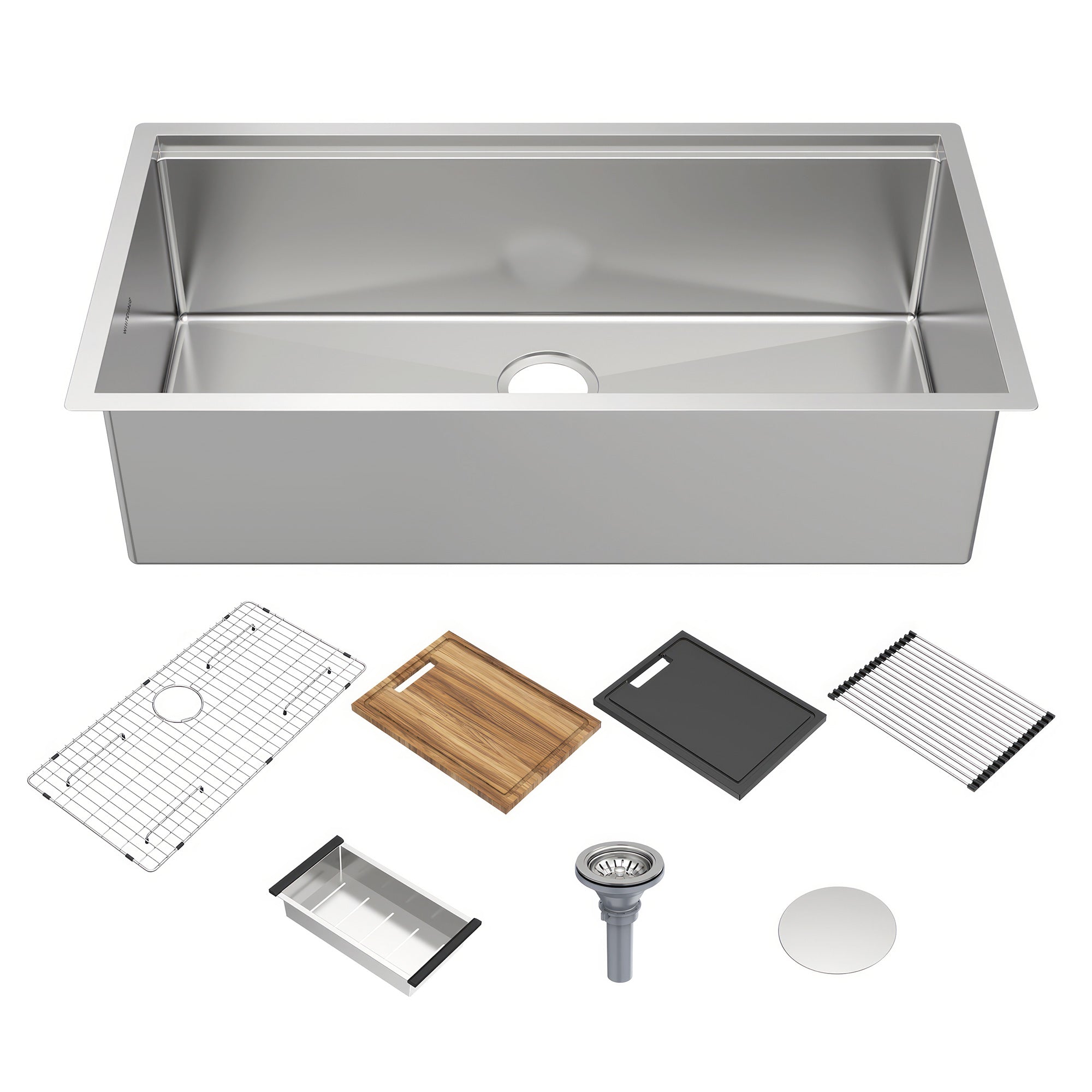 Undermount Single Bowl 16 Gauge Brushed Stainless Steel Workstation Sink With Accessories