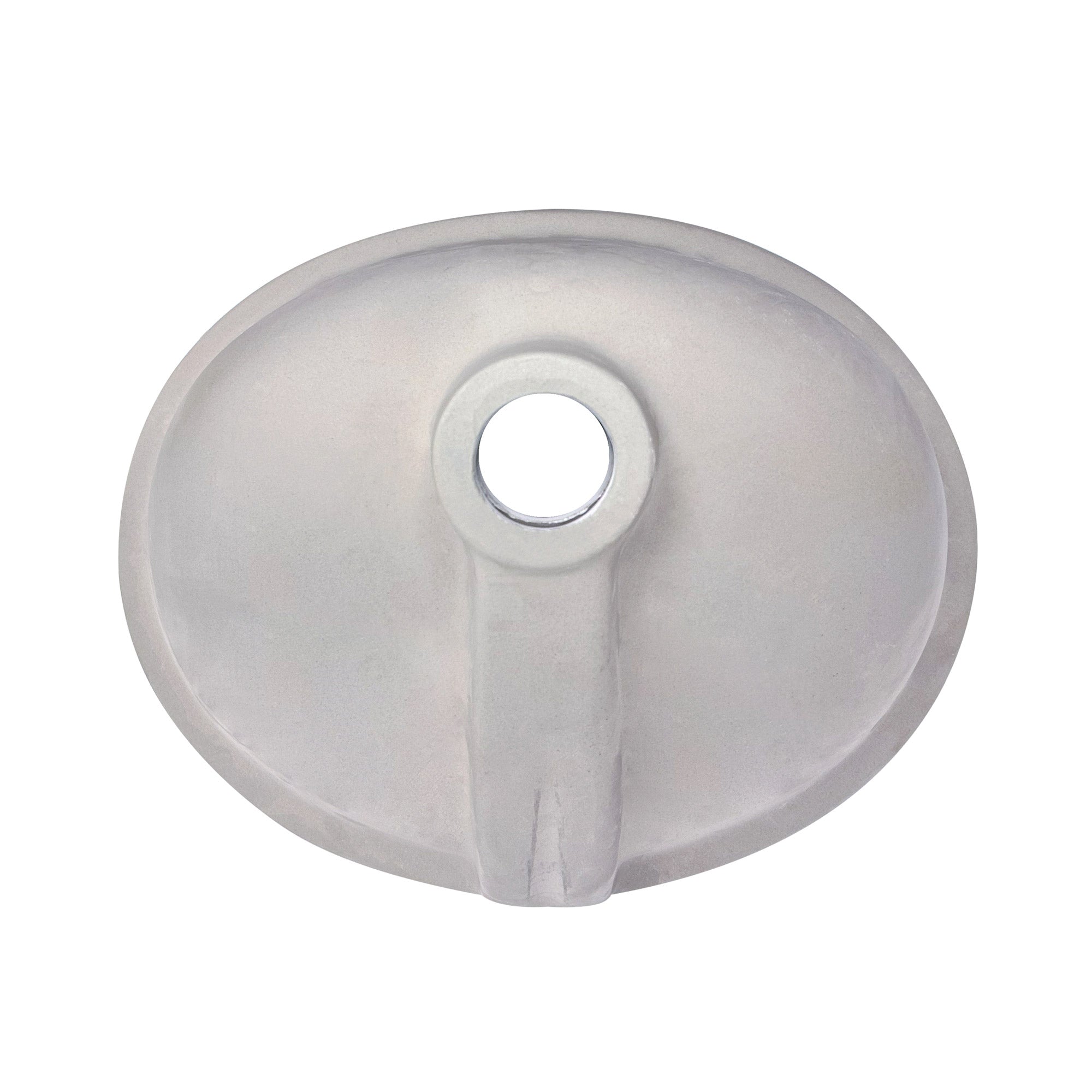 Oval undermount basin with overflow and rear center drain location