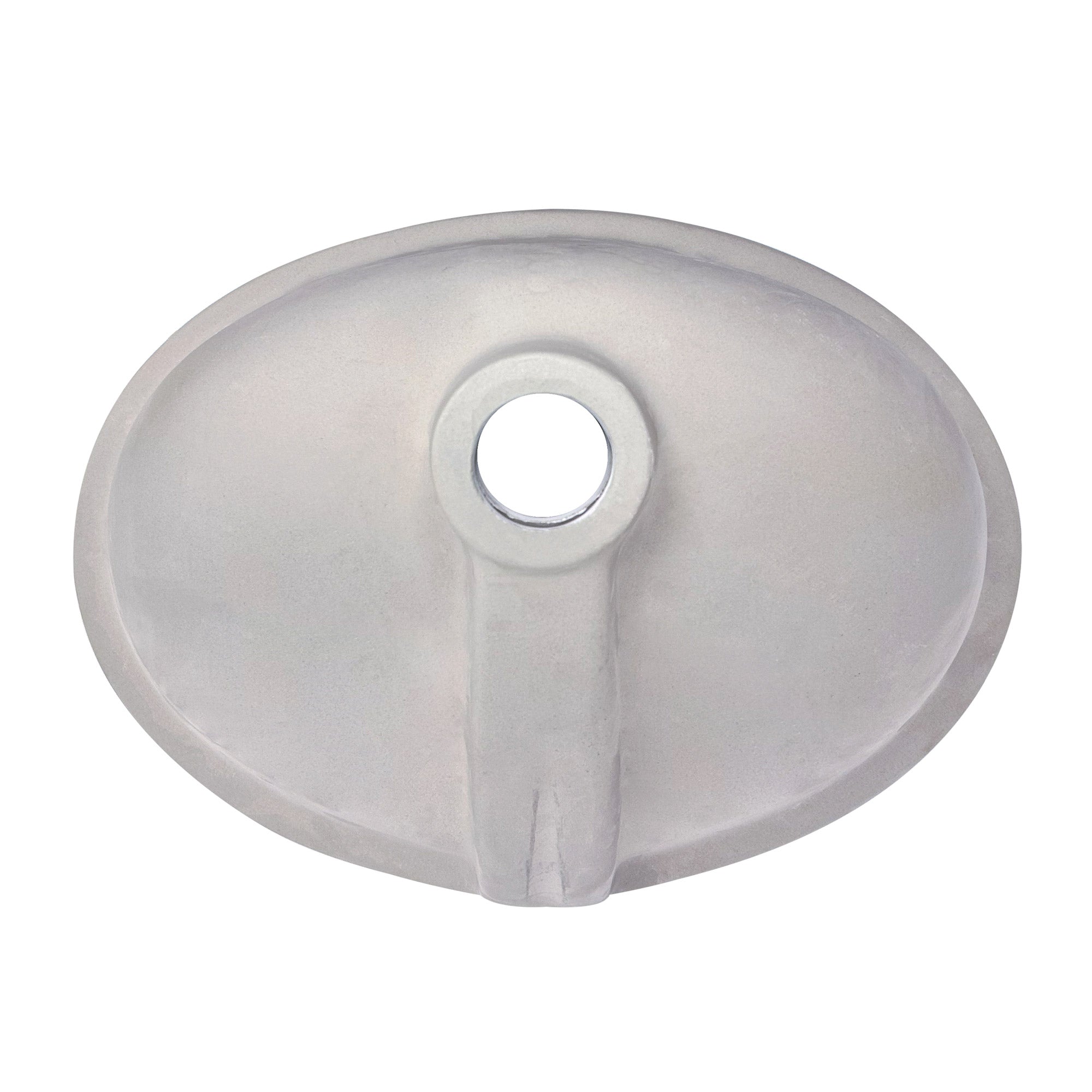Oval undermount basin with overflow and rear center drain location