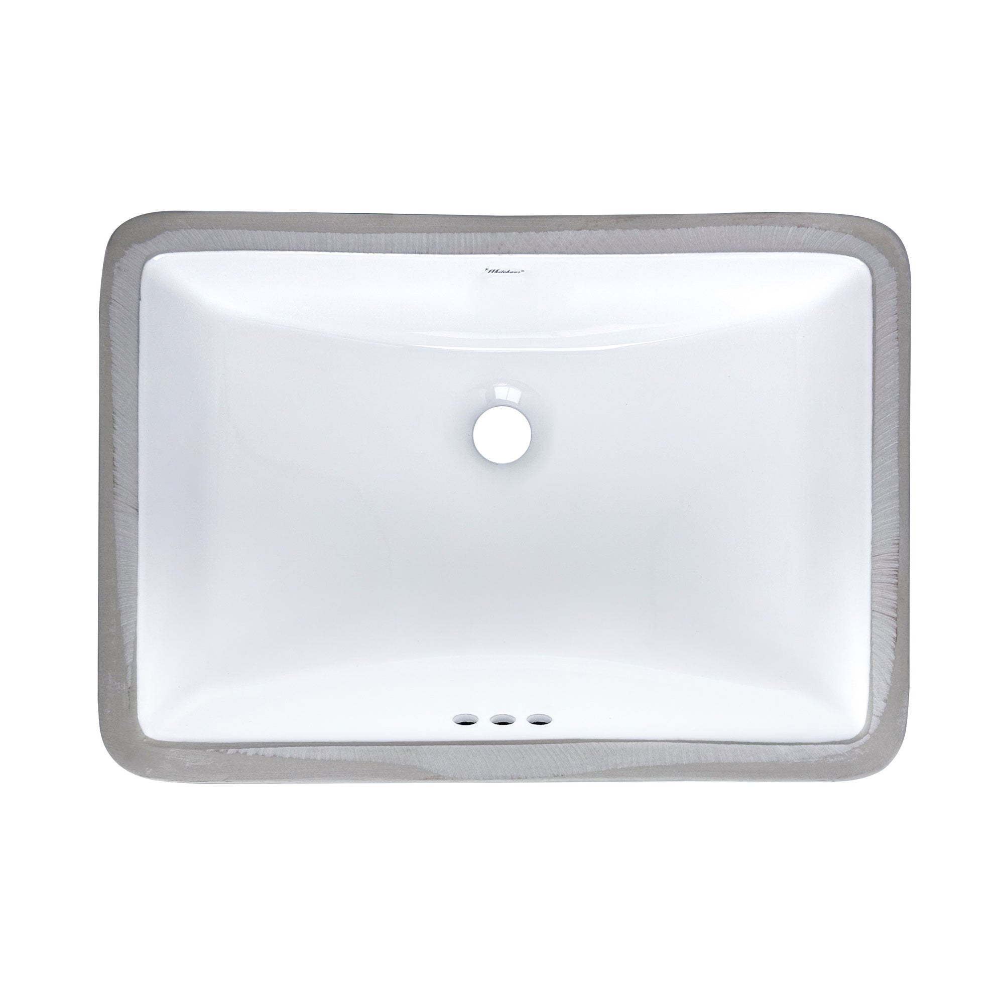 Rectangular undermount basin with overflow and rear center drain location