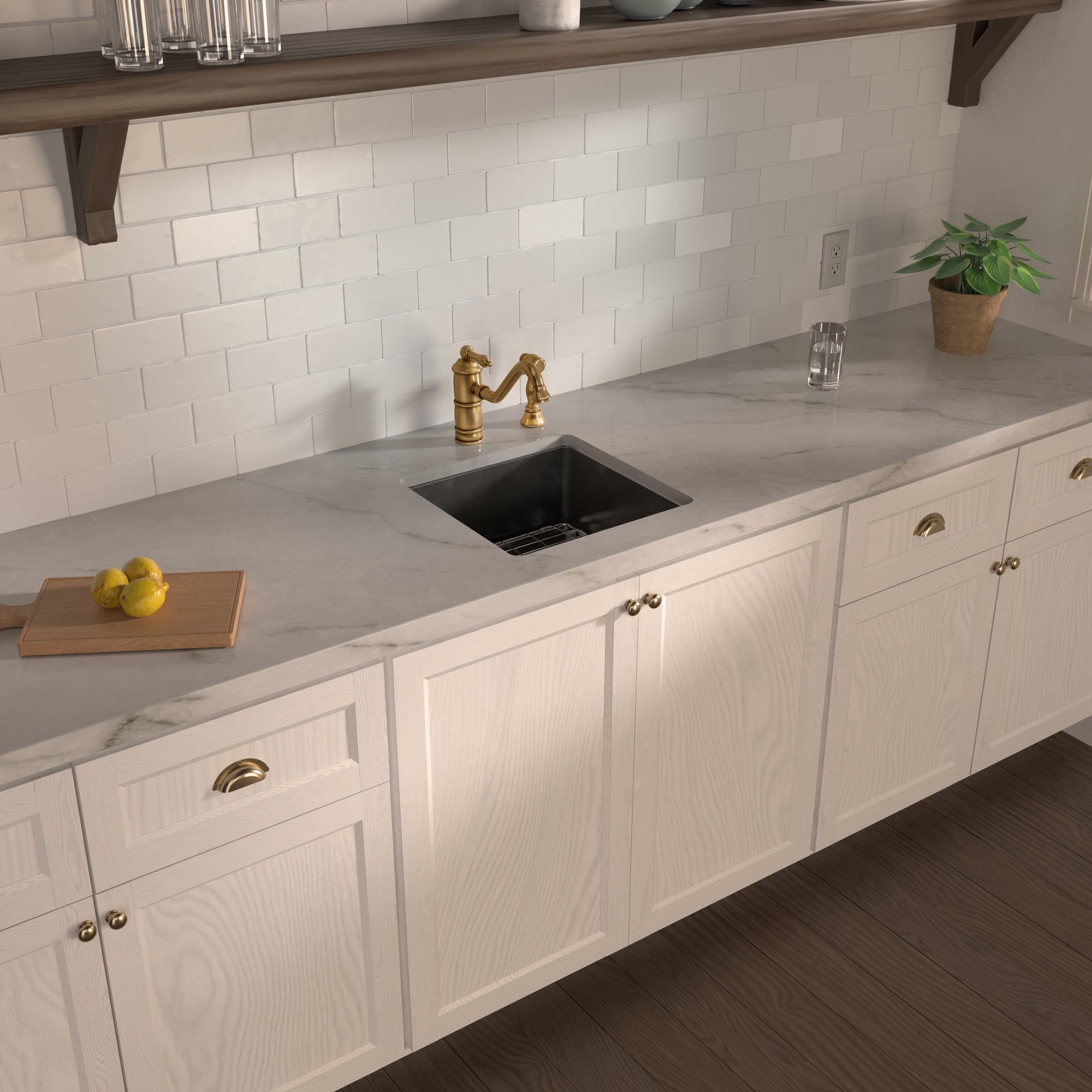Undermount/drop-in single bowl fireclay kitchen sinks, stainless steel grid included