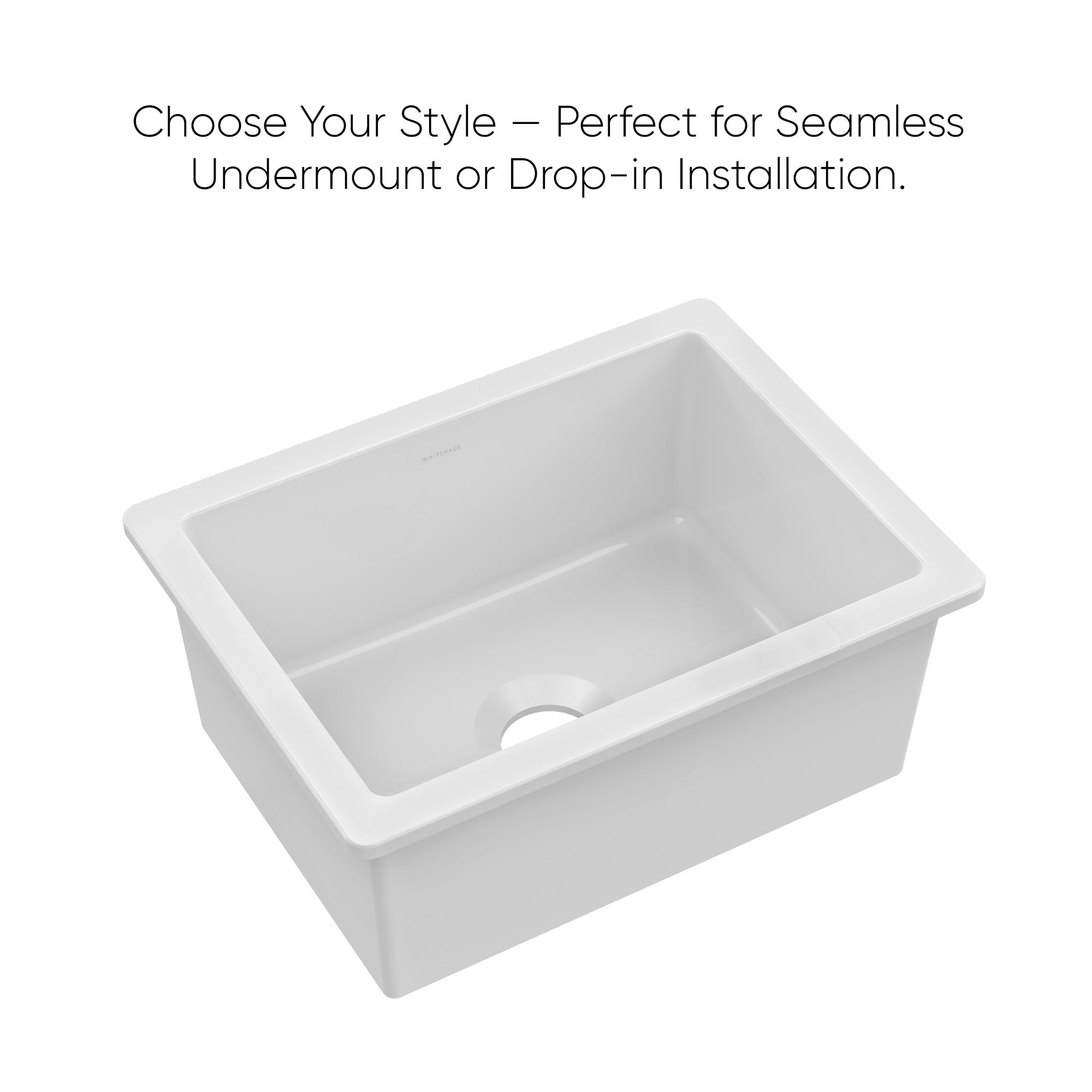 Undermount/drop-in single bowl fireclay kitchen sinks, stainless