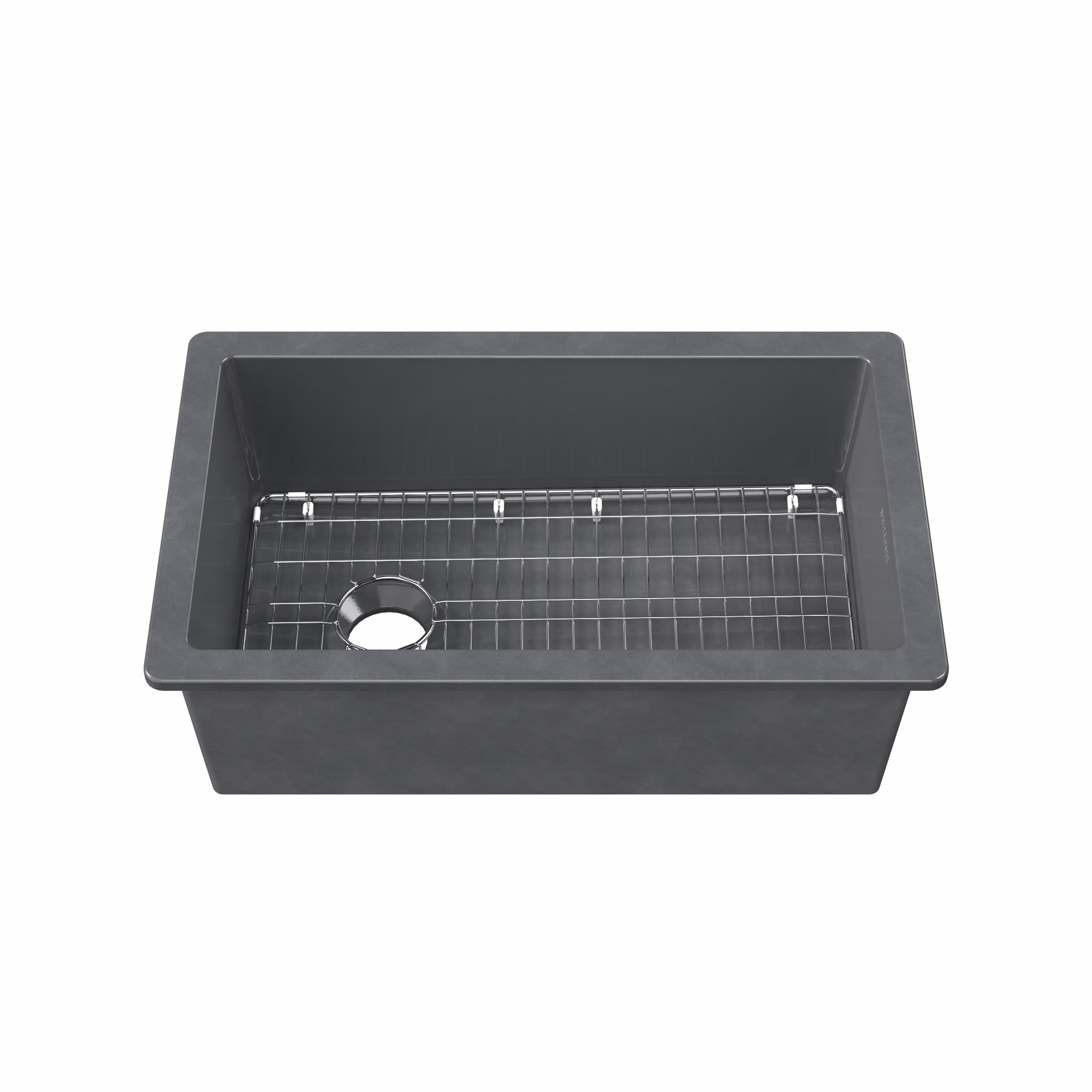 Undermount/drop-in single bowl fireclay kitchen sinks, stainless steel grid included